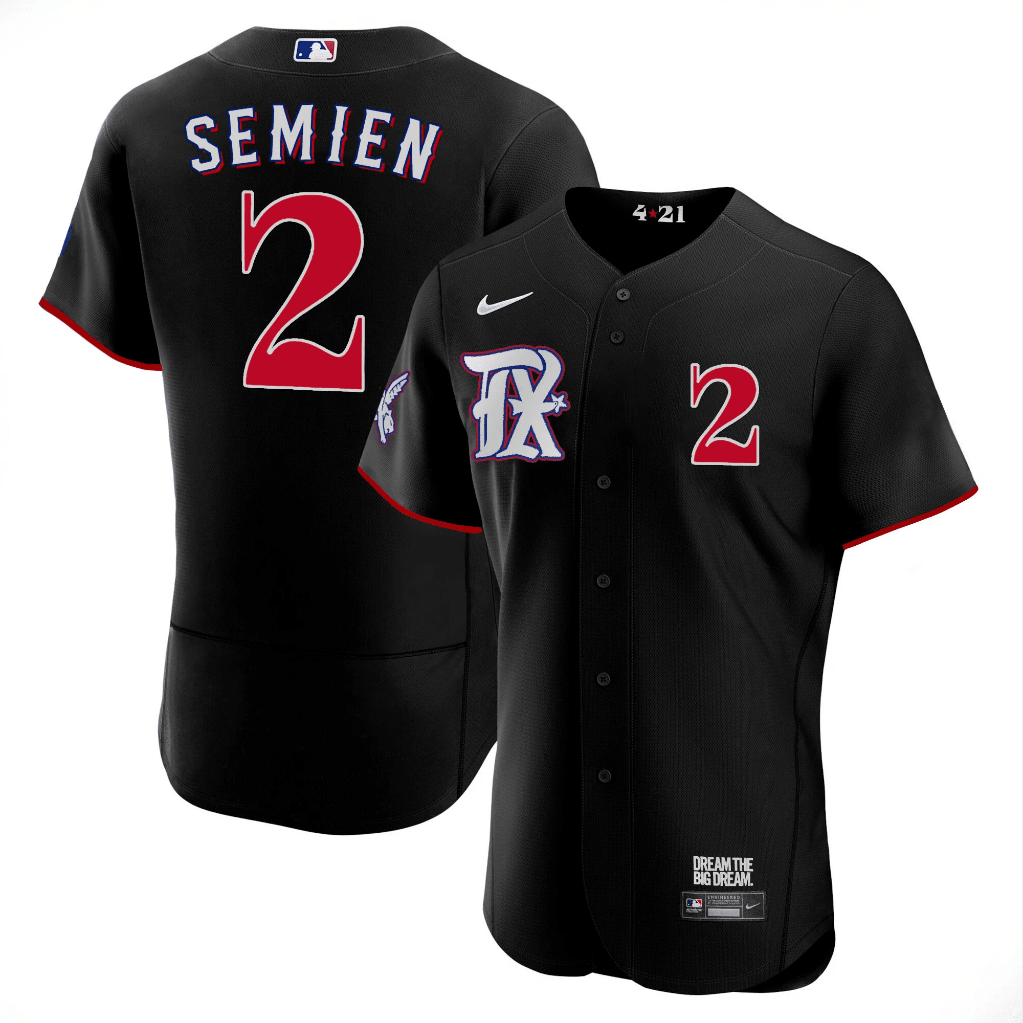 Marcus Semien Men's Texas Rangers 2023 City Connect Collection V3 Flex Black Jersey - All Stitched