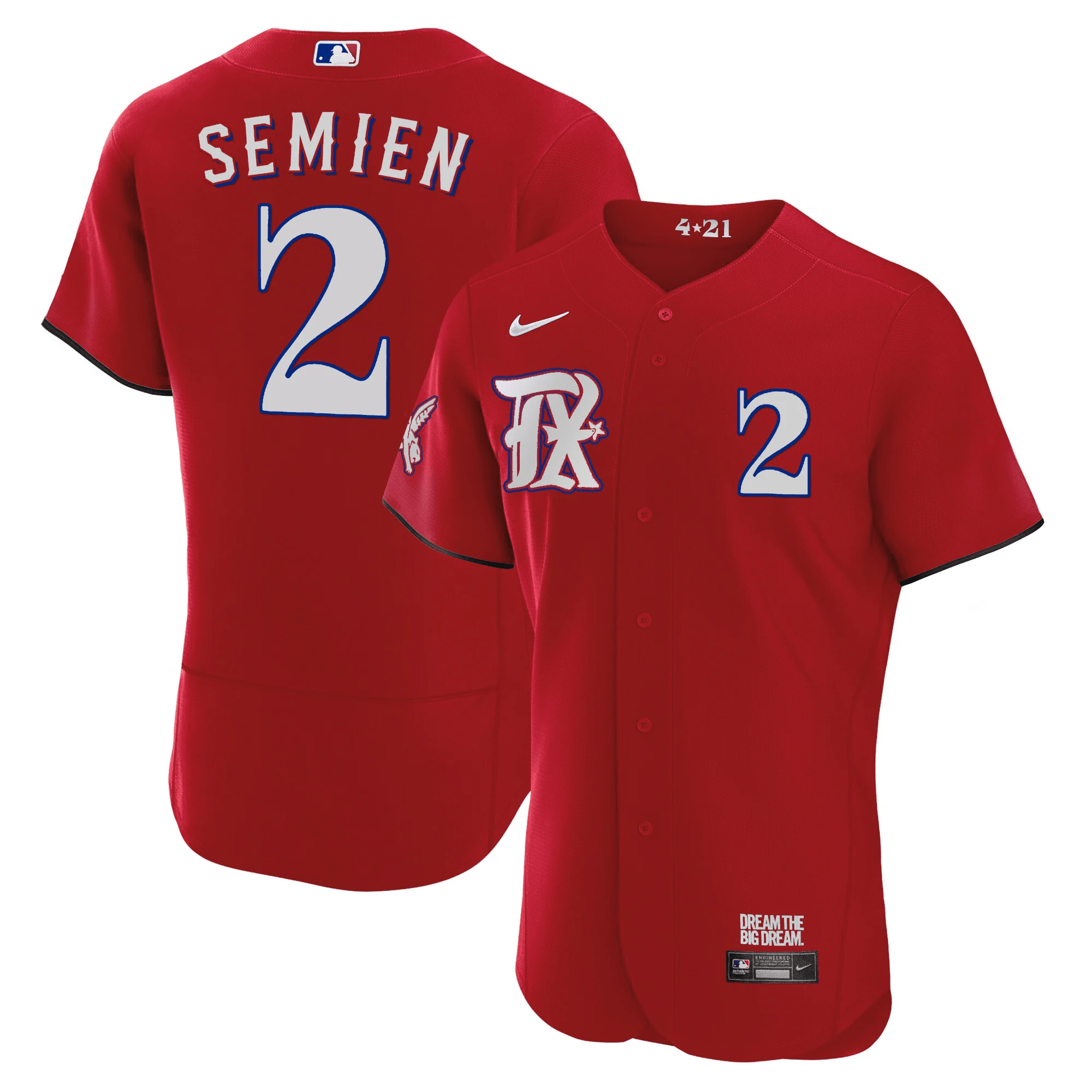 Marcus Semien Men's Texas Rangers 2023 City Connect Collection V3 Flex Red Jersey - All Stitched