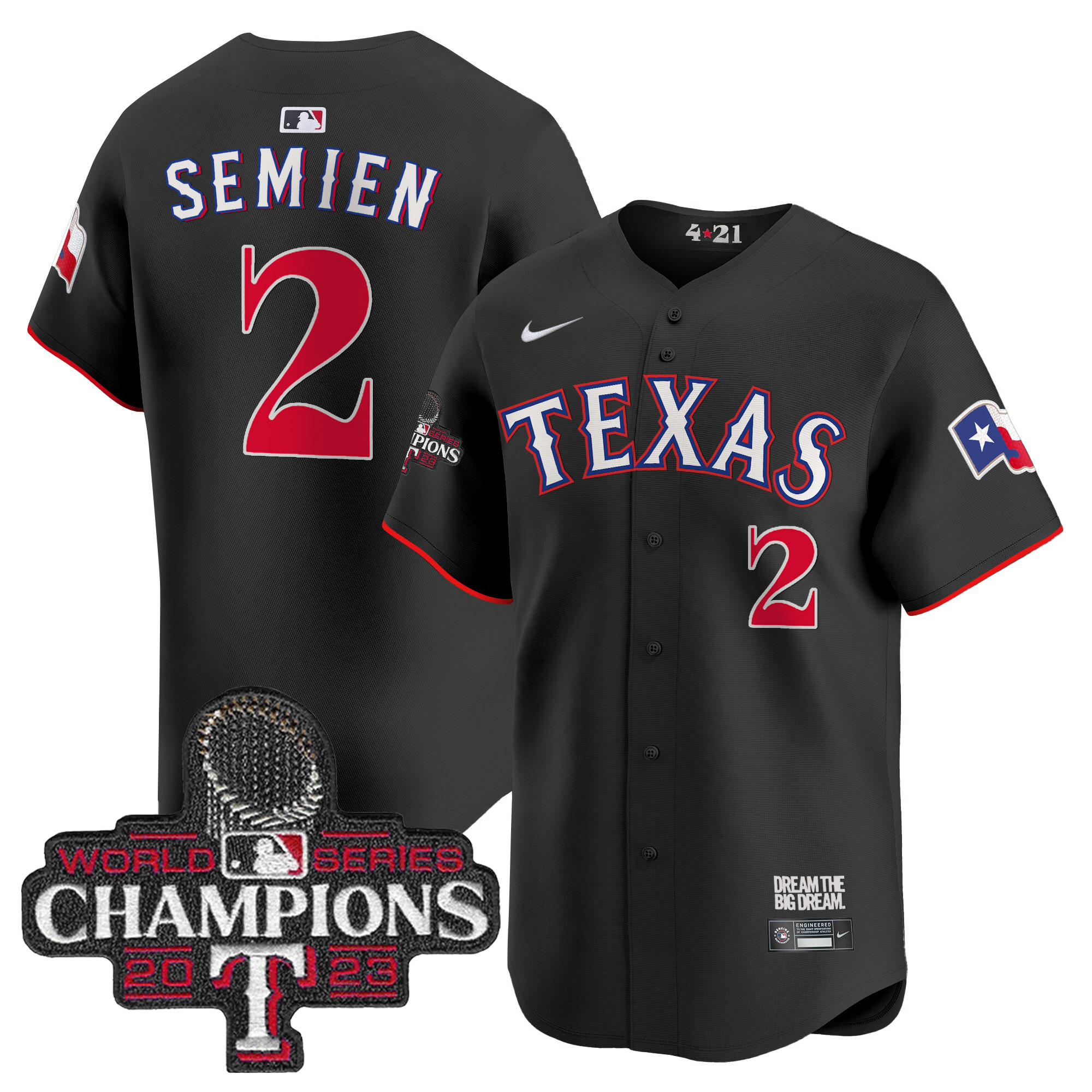 Marcus Semien Men's Texas Rangers 2023 World Series Champions City Connect Vapor Premier Limited Black Jersey - All Stitched