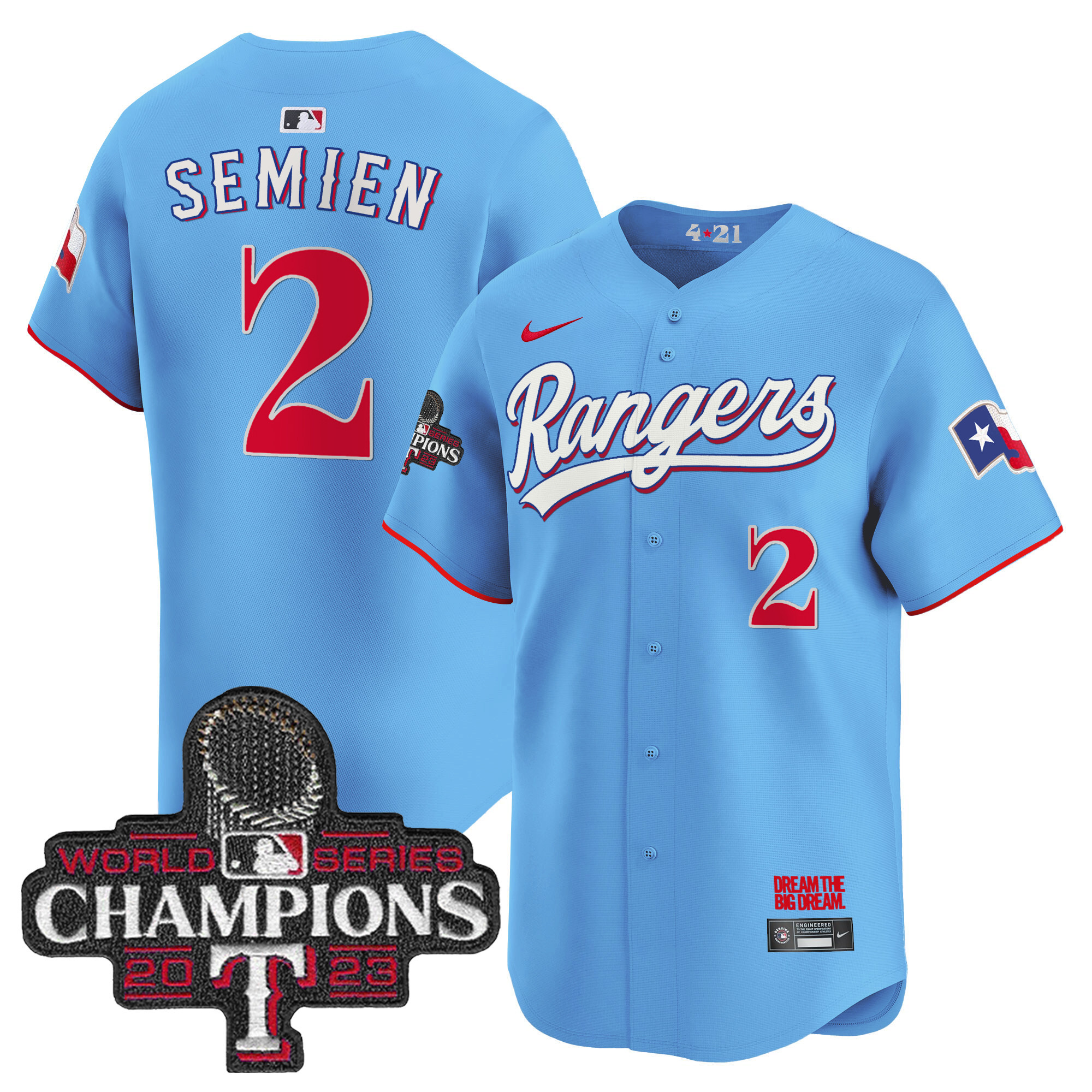 Marcus Semien Men's Texas Rangers 2023 World Series Champions City Connect Vapor Premier Limited Blue Jersey - All Stitched