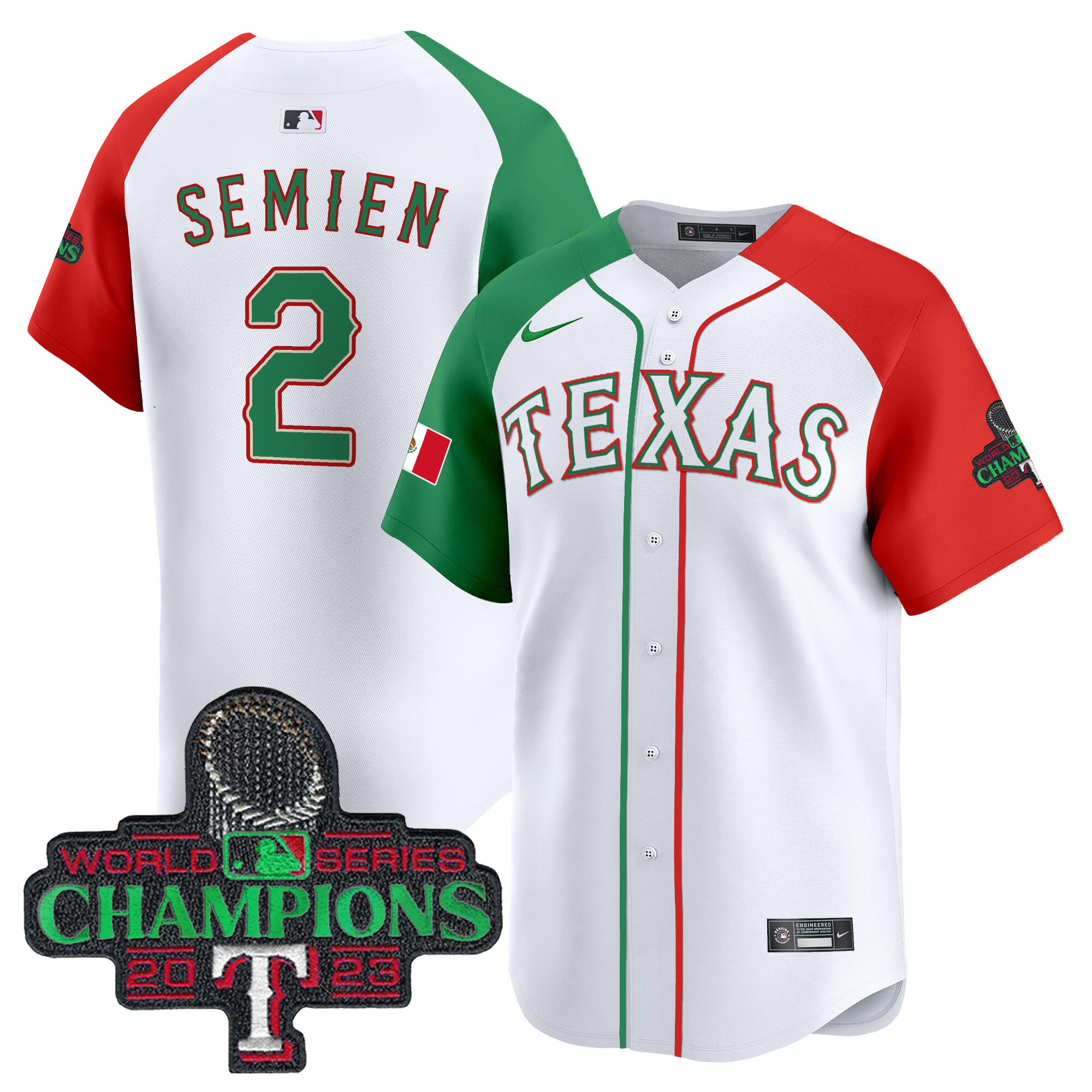 Marcus Semien Men's Texas Rangers Mexico Champions Patch Vapor Premier Limited Alternate Jersey - All Stitched