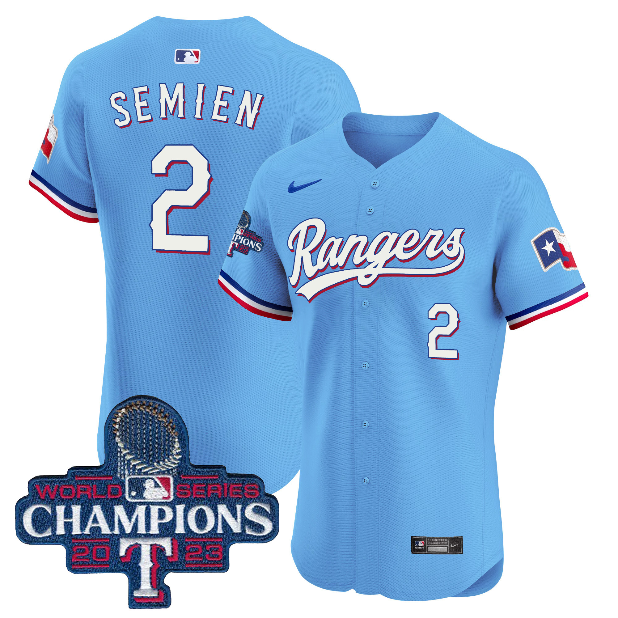 Marcus Semien Men's Texas Rangers World Series Champions Vapor Premier Elite Blue Jersey - All Stitched