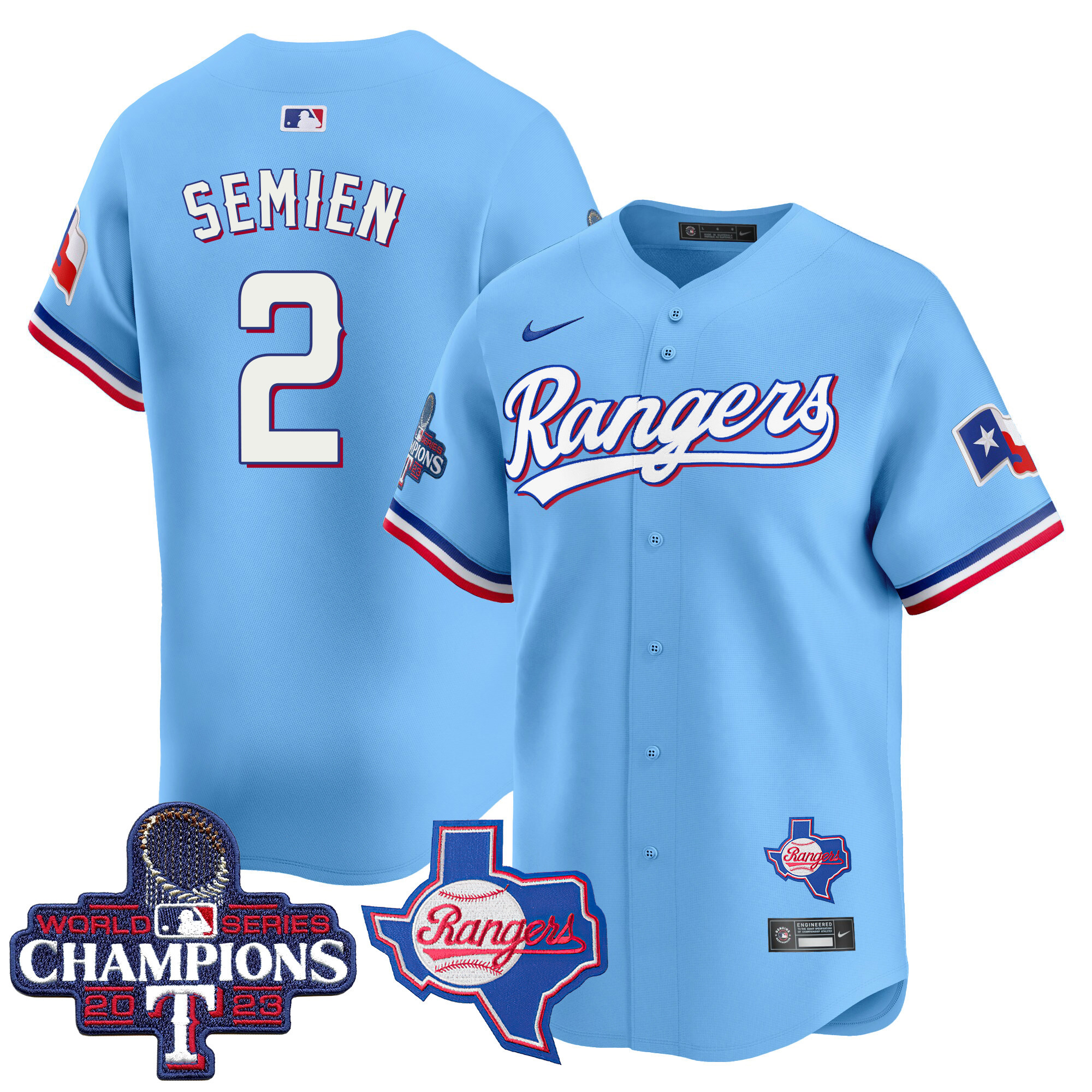 Marcus Semien Men's Texas Rangers World Series Champions Vapor Premier Limited V2 Blue Jersey - All Stitched