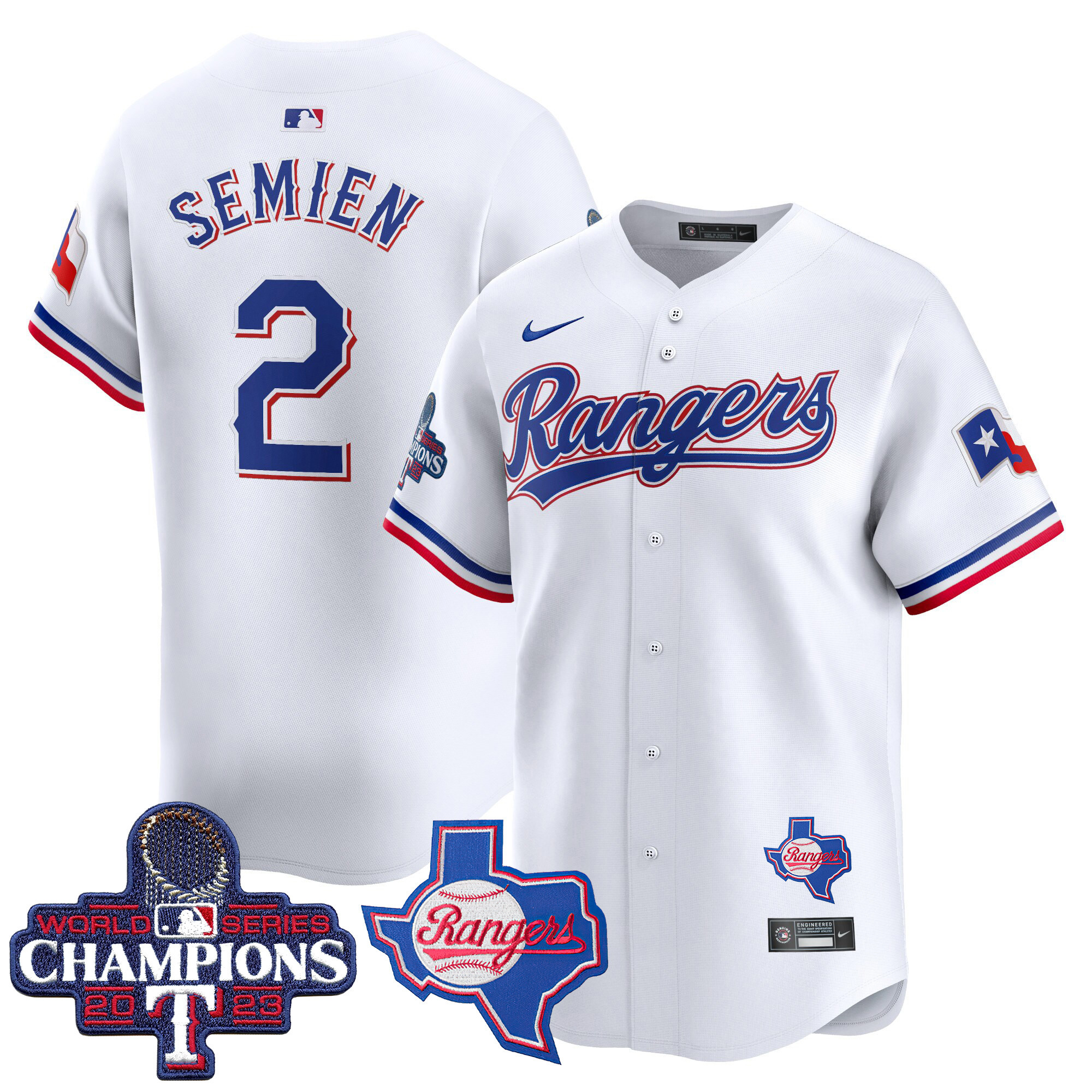 Marcus Semien Men's Texas Rangers World Series Champions Vapor Premier Limited V2 White Jersey - All Stitched