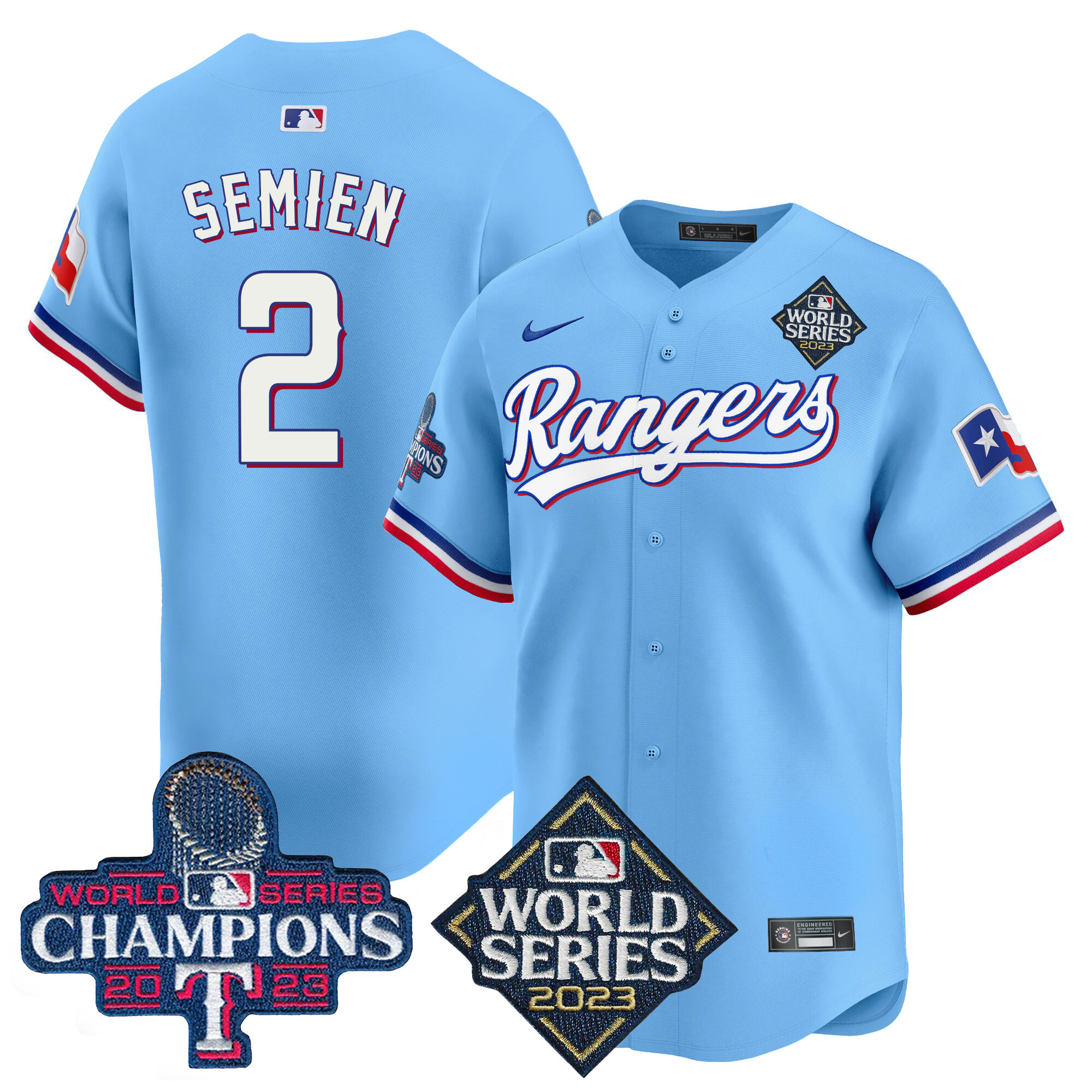 Marcus Semien Men's Texas Rangers World Series Champions Vapor Premier Limited V4 Blue Jersey - All Stitched