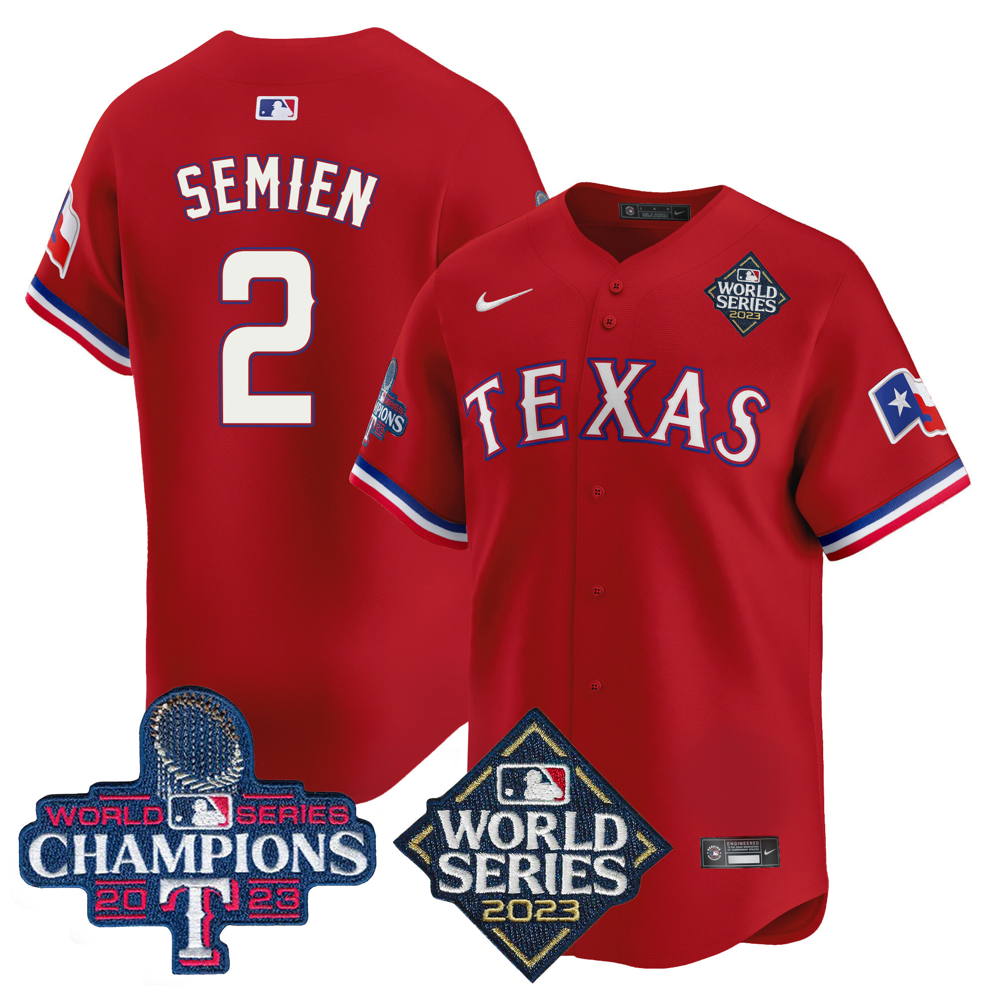 Marcus Semien Men's Texas Rangers World Series Champions Vapor Premier Limited V4 Red Jersey - All Stitched