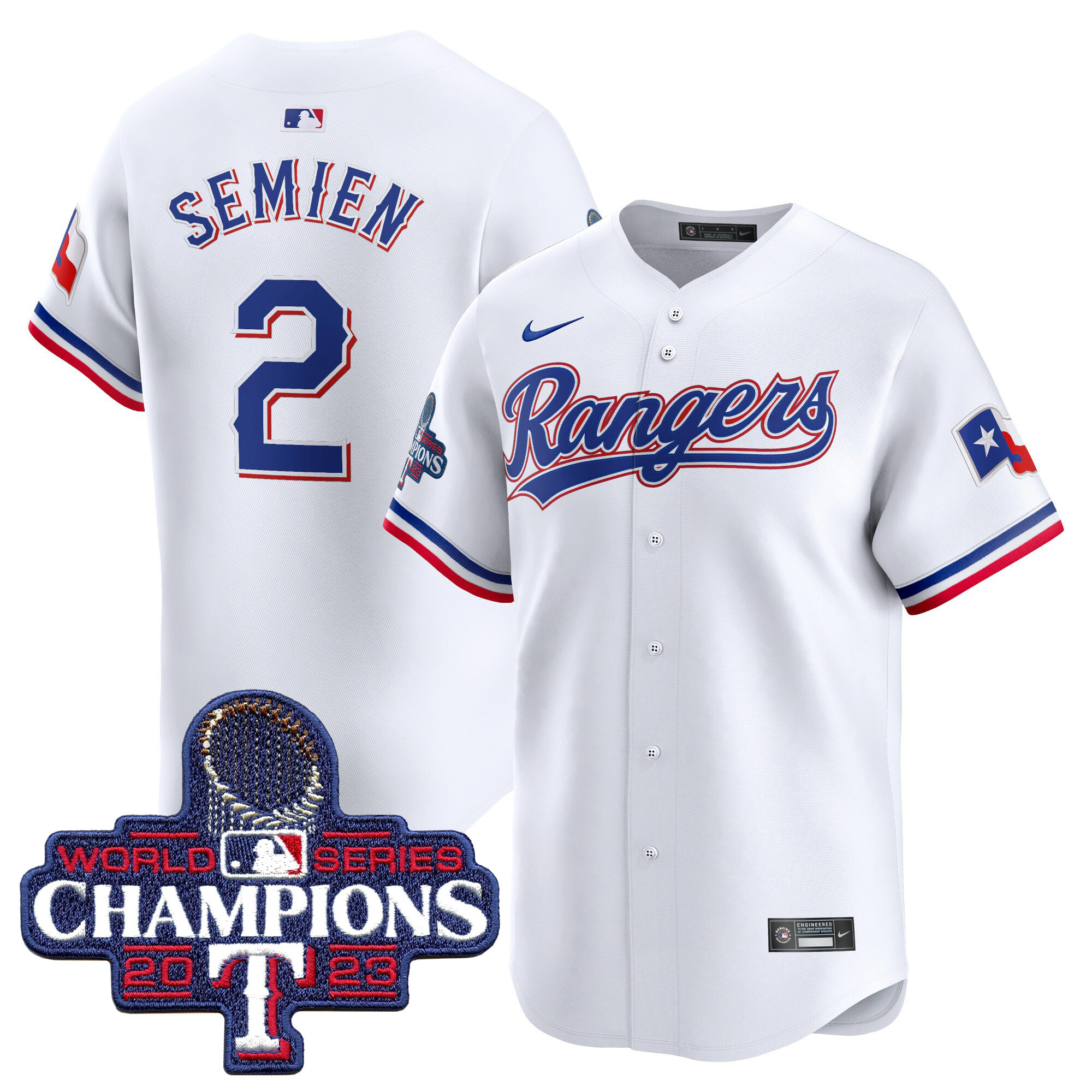 Marcus Semien Men's Texas Rangers World Series Champions Vapor Premier Limited White Jersey - All Stitched