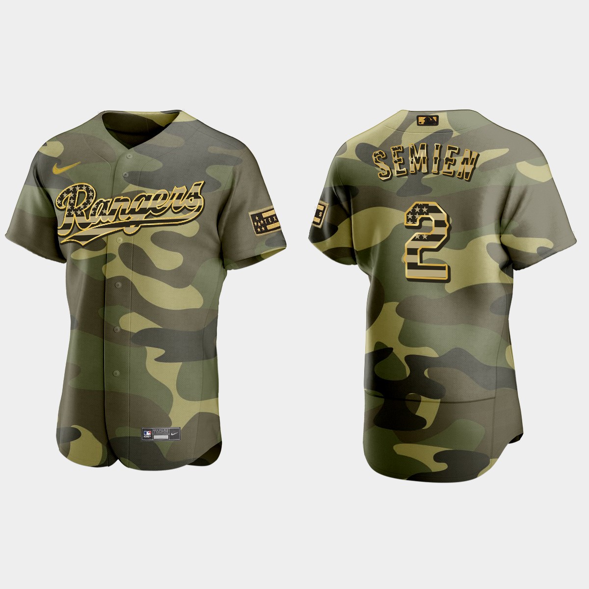 Marcus Semien Texas Rangers 2022 Armed Forces Day Jersey - Camo