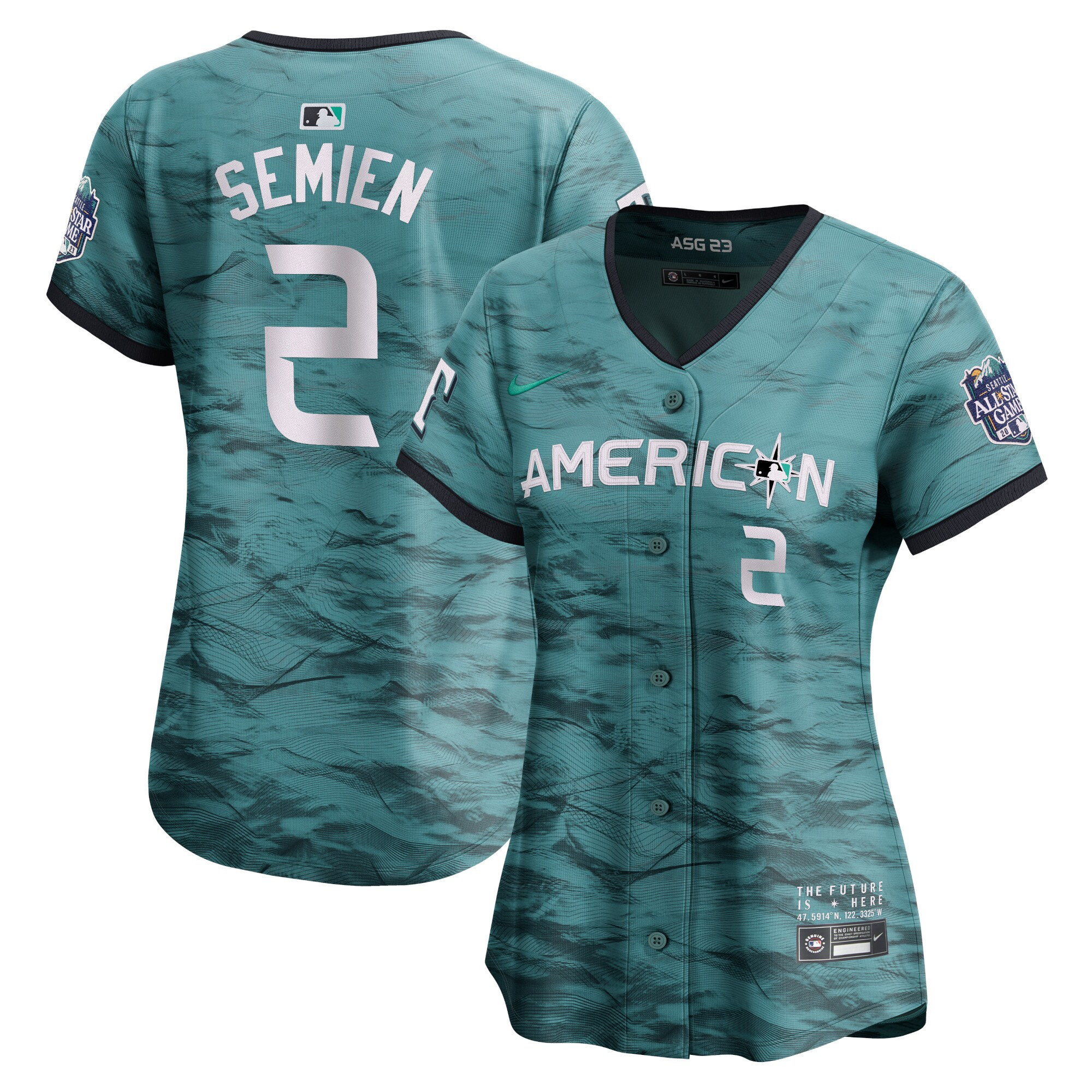 Marcus Semien Women's Seattle Mariners American League 2023 All-Star Game Teal Royal Jersey - All Stitched