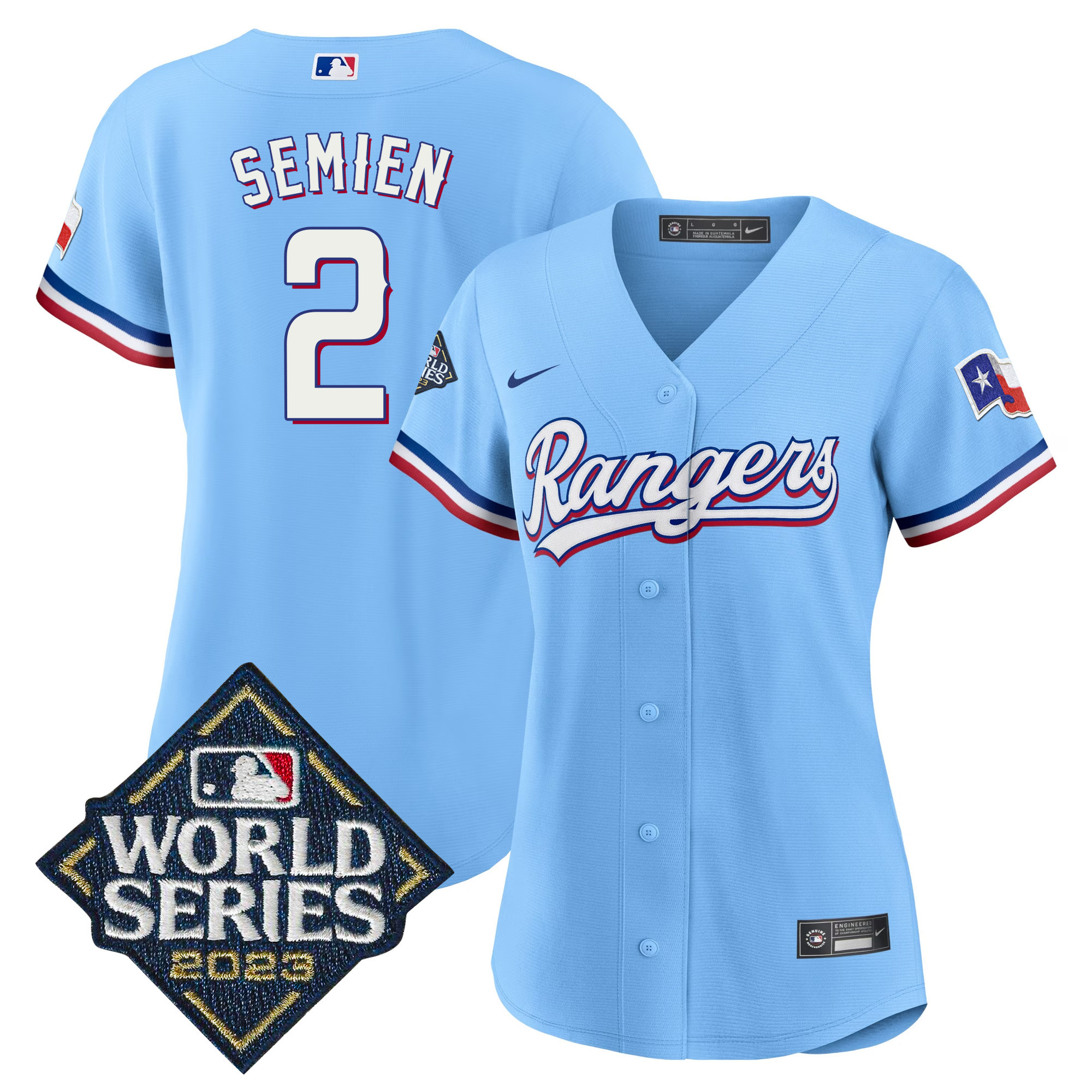 Marcus Semien Women's Texas Rangers 2023 World Series Baseball Blue Jersey - All Stitched