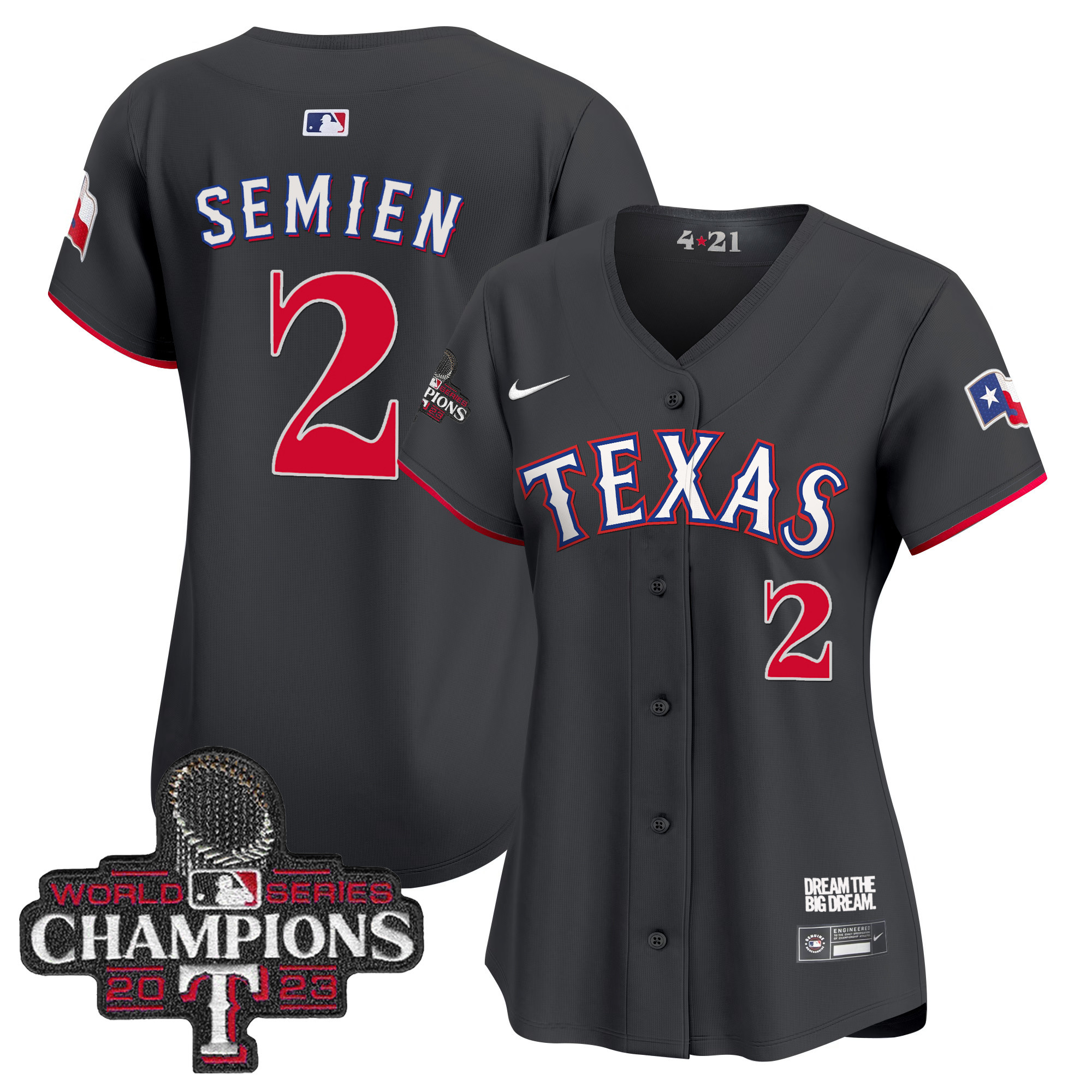 Marcus Semien Women's Texas Rangers 2023 World Series Champions City Connect Vapor Premier Limited Black Jersey - All Stitched