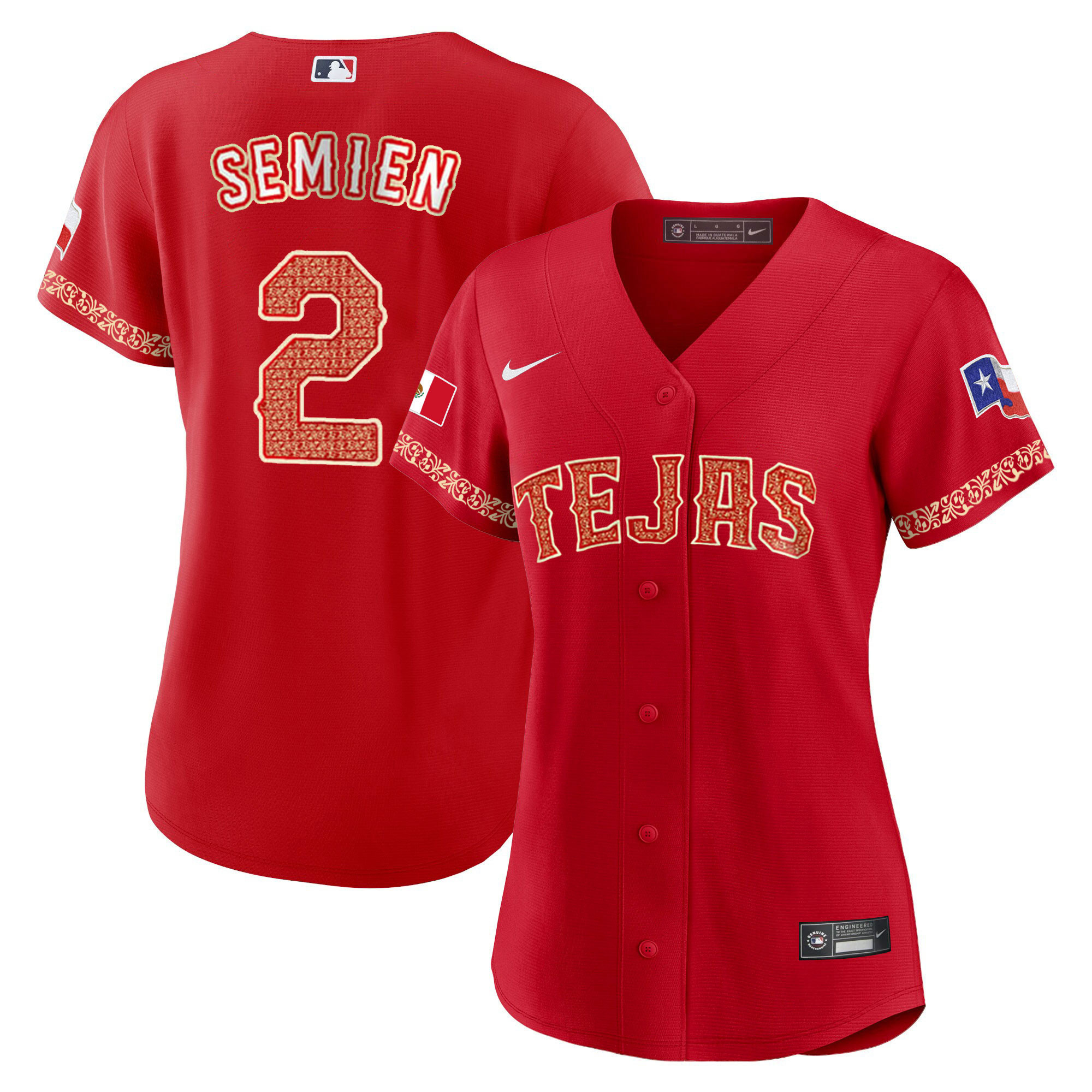 Marcus Semien Women's Texas Rangers Mexican Red Jersey - All Stitched