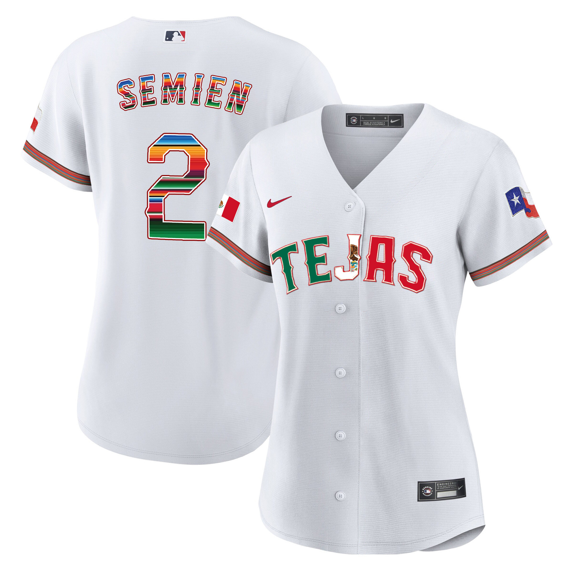 Marcus Semien Women's Texas Rangers Mexico Flag White Jersey - All Stitched