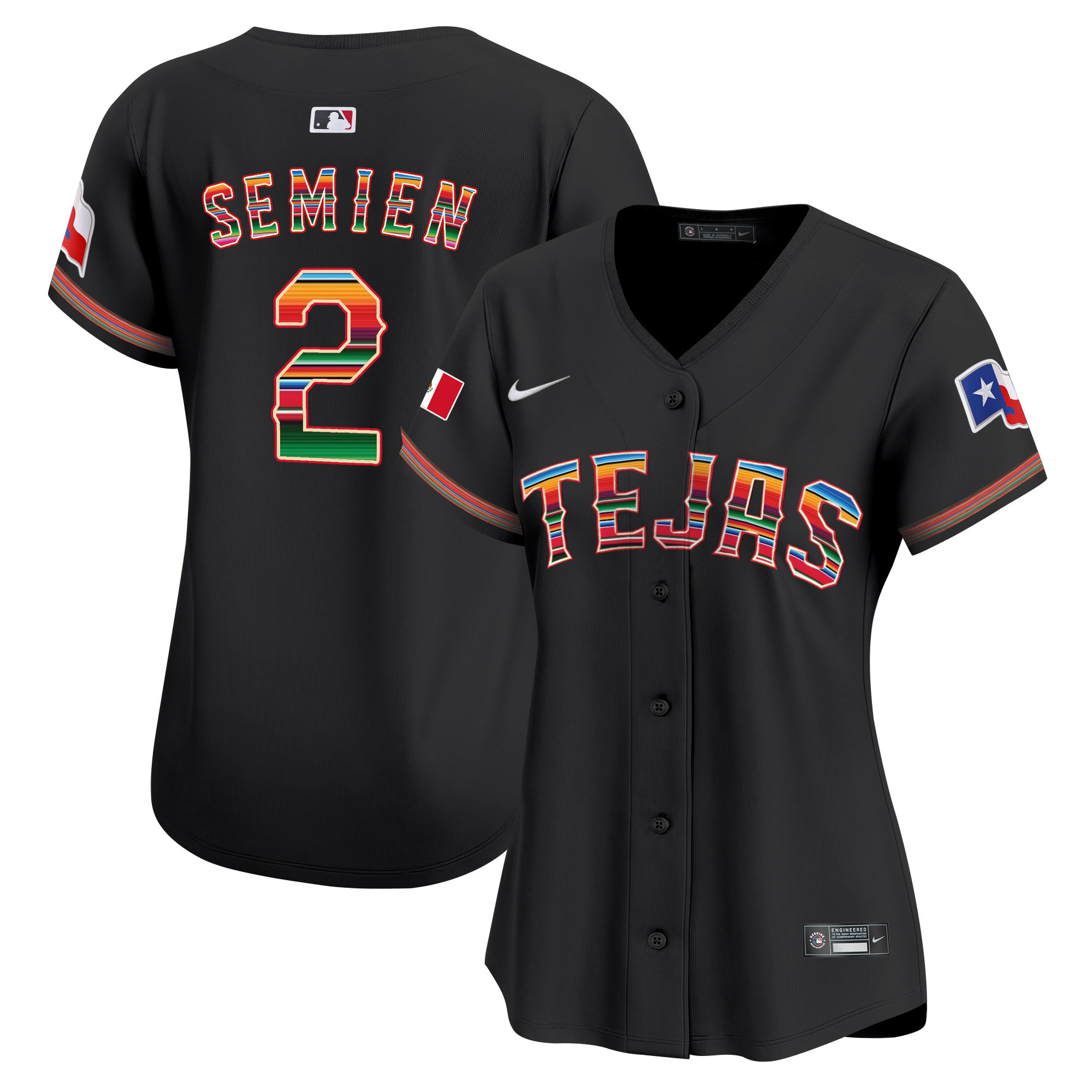 Marcus Semien Women's Texas Rangers Mexico Vapor Premier Limited Black Jersey - All Stitched