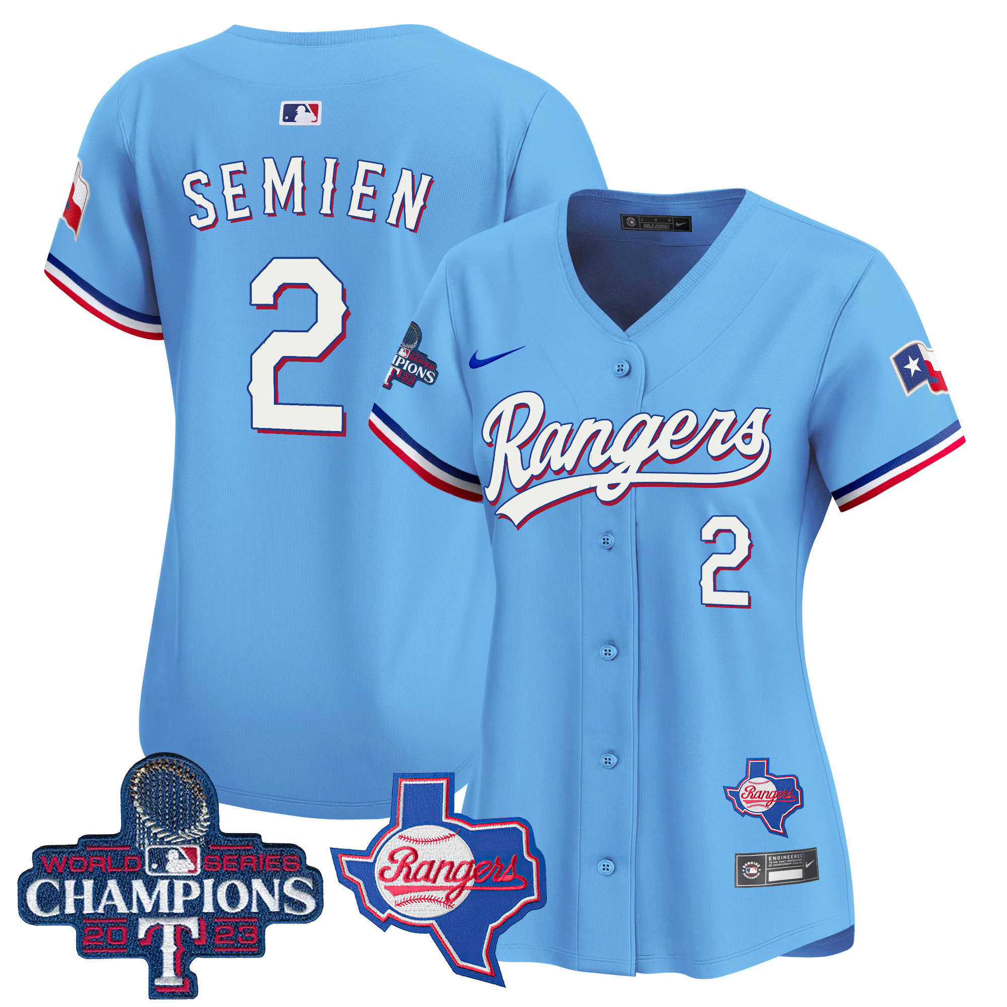 Marcus Semien Women's Texas Rangers World Series Champions Vapor Premier Limited V2 Blue Jersey - All Stitched