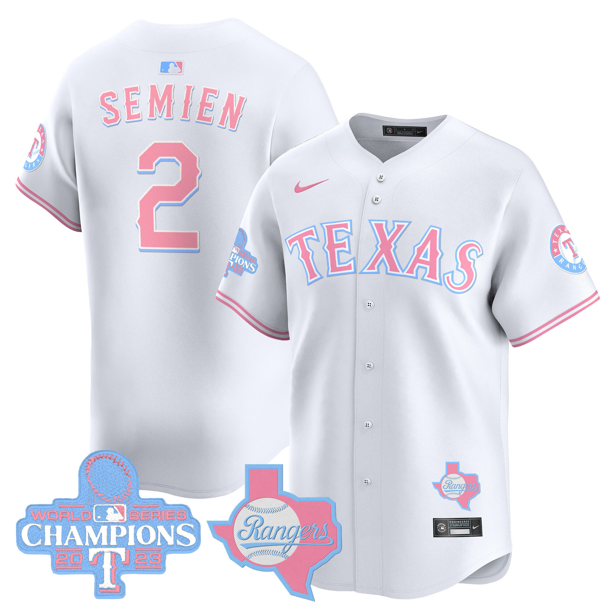 Marcus SemienUnisex Texas Rangers Bubblegum Pink Vapor Premier Limited White Jersey - All Stitched