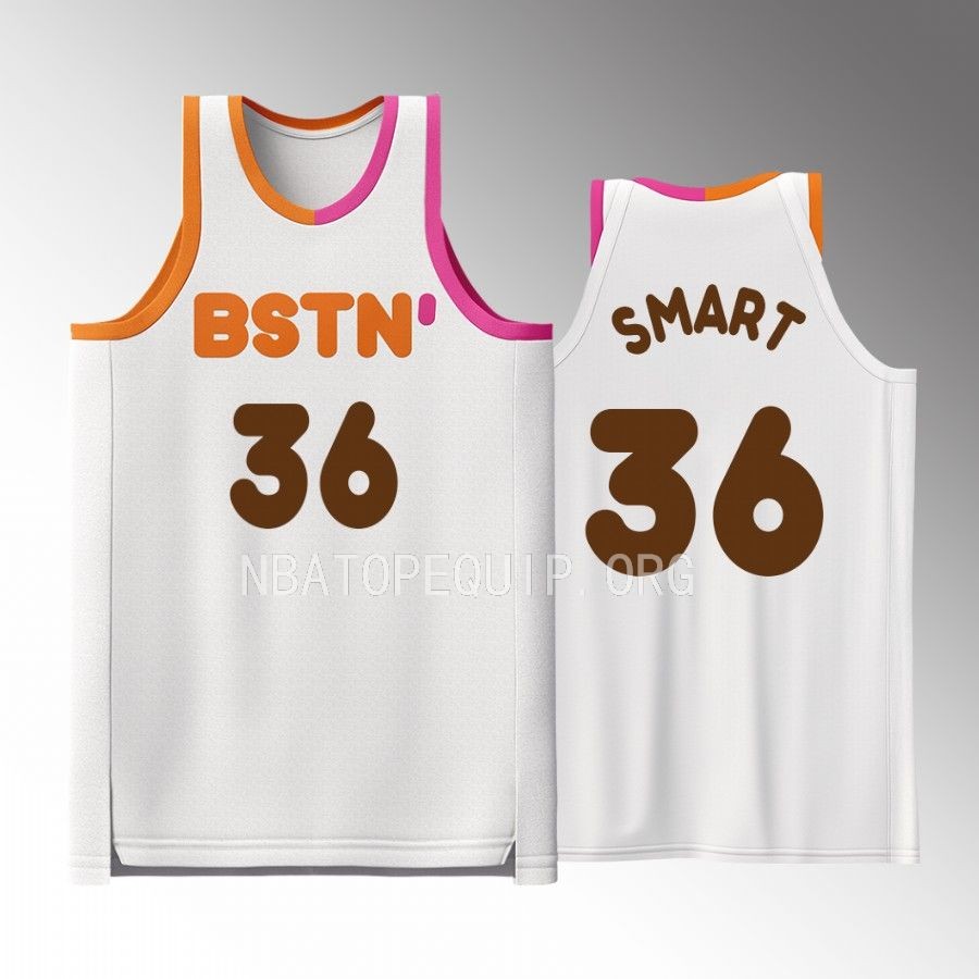 Marcus Smart Boston Celtics White #36 Jersey Drop Dunkin Fashion