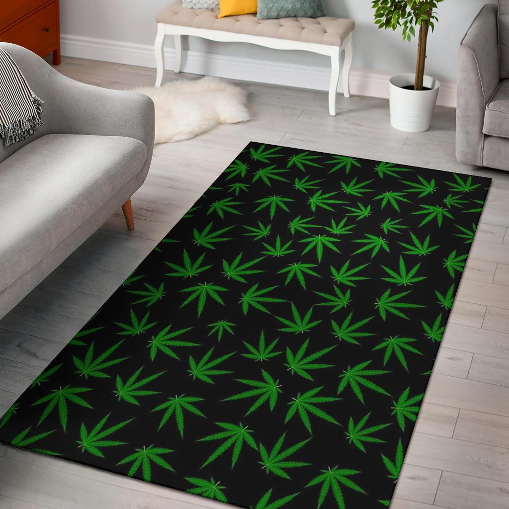 Marijuana Leaf Pattern Area Rectangle Rug