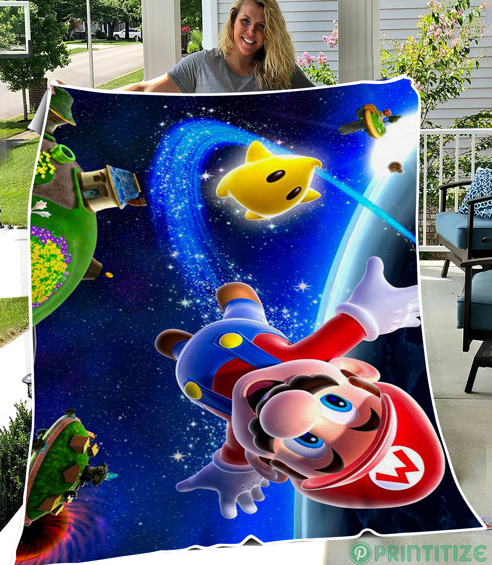 Mario Galaxy Mario Flying Fleece Blanket