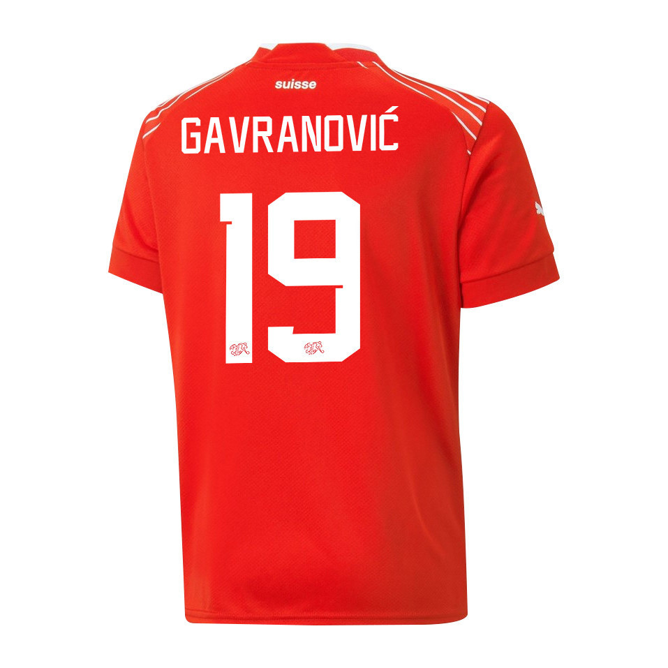Mario Gavranovic 19 Switzerland National Team FIFA World Cup Qatar 2022 Patch – Home Men Soccer Jersey