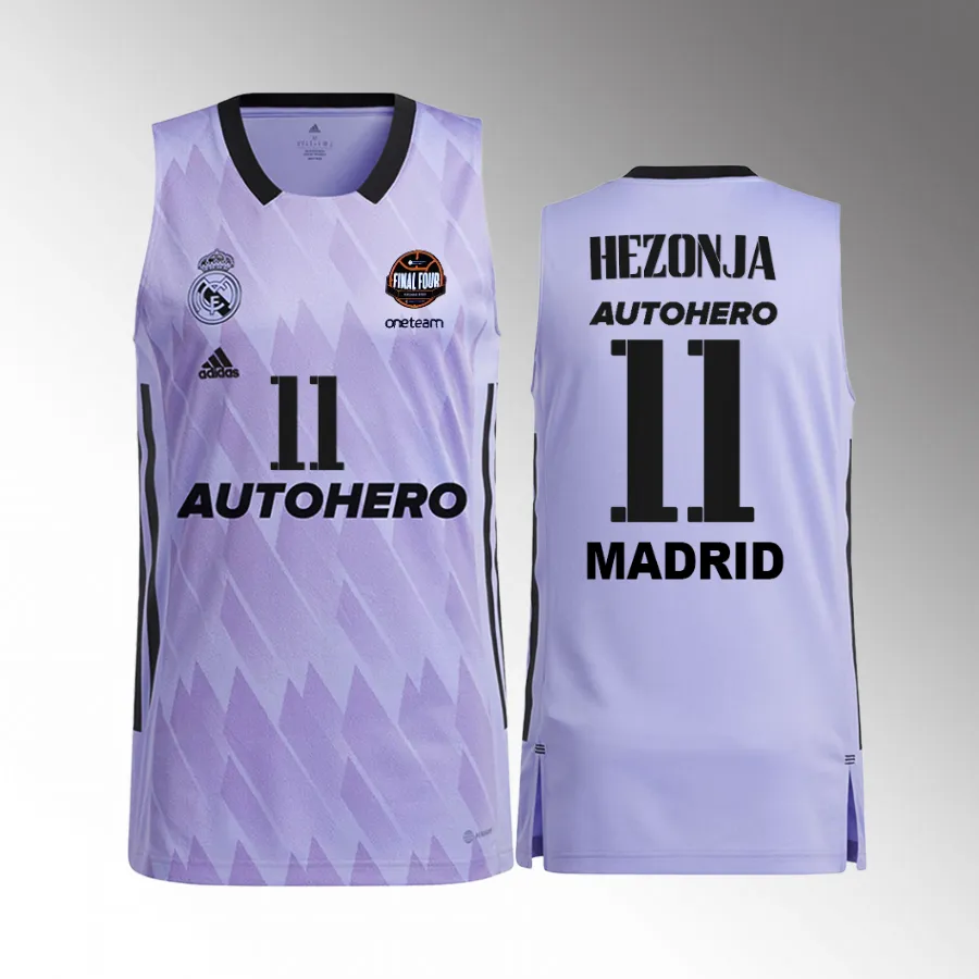 Mario Hezonja 11th Euroleague Champions Real Madrid #11 Purple Jersey Away Shirt
