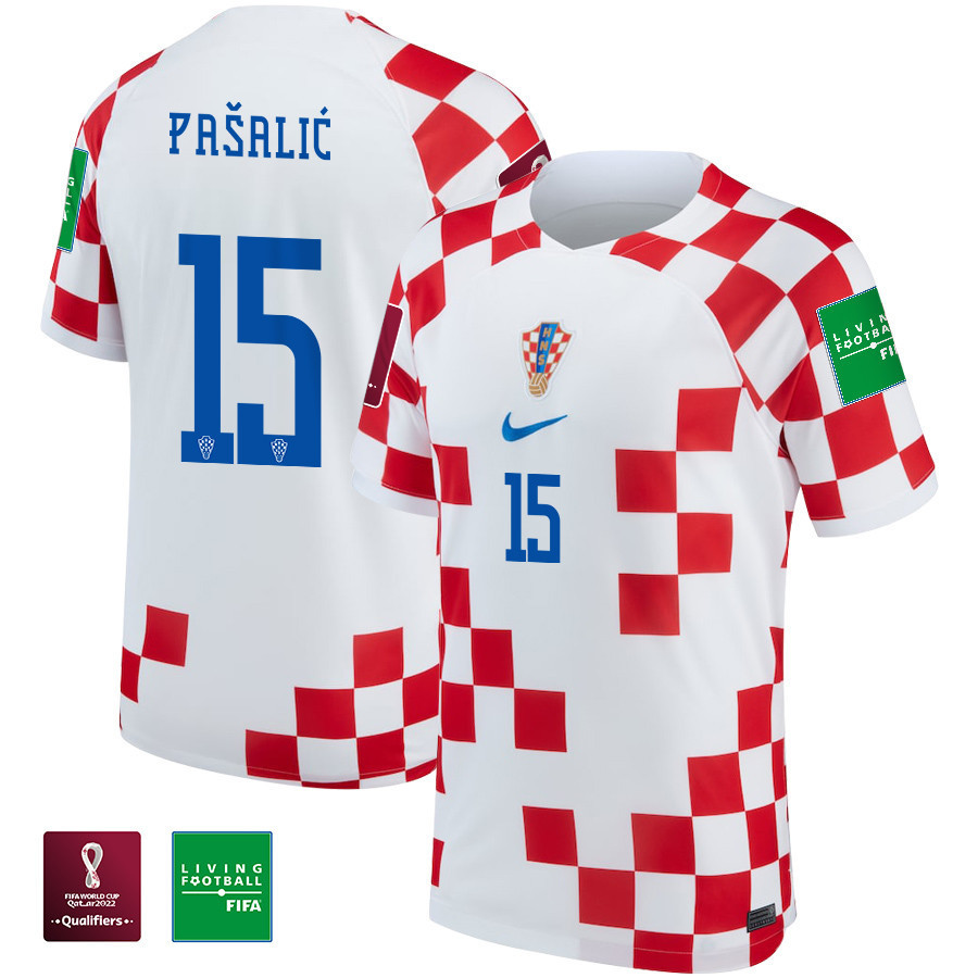 Mario Pasalic 15 Croatia National Team FIFA World Cup Qatar 2022 – Home Soccer Jersey With Patch