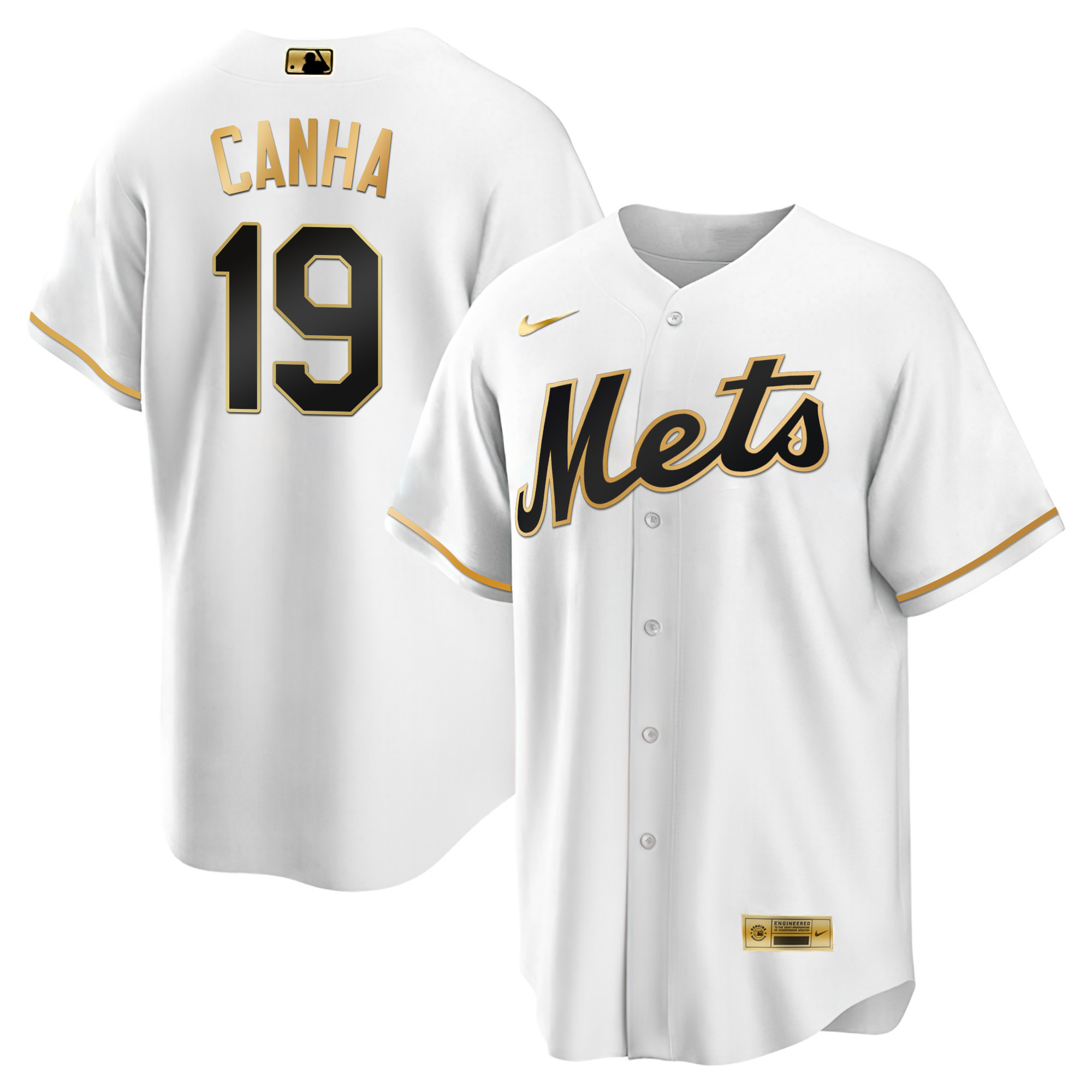 Mark Canha Men's New York Mets Black Limited & Gold Cool White Gold Jersey - All Stitched