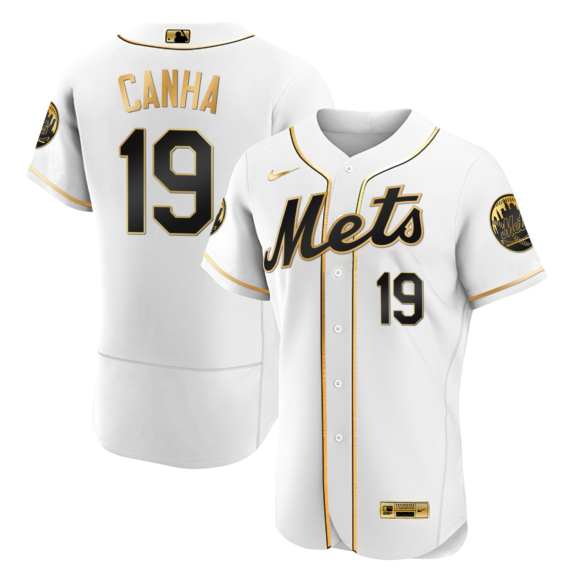 Mark Canha Men's New York Mets Black Limited & Gold Flex White Gold Jersey - All Stitched