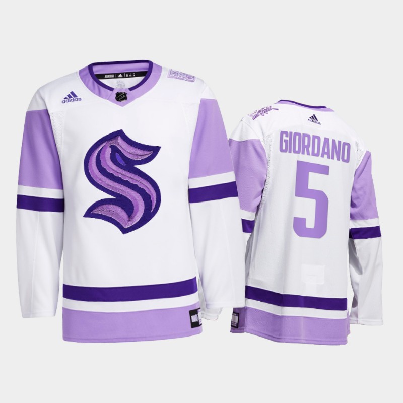 Mark Giordano #5 Seattle Kraken 2021 FightsCancer White Special Jersey