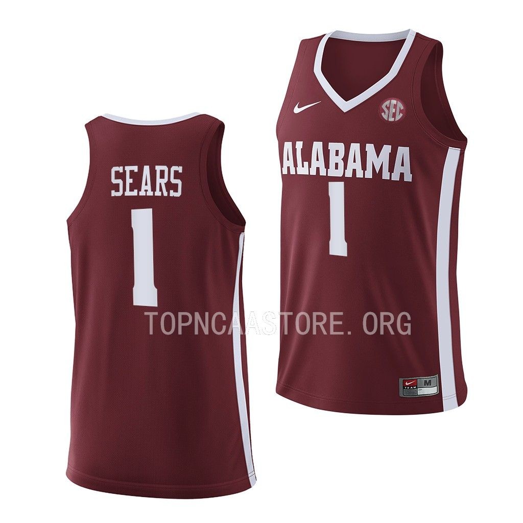 Mark Sears Alabama Crimson Tide #1 Crimson Jersey 2022-23