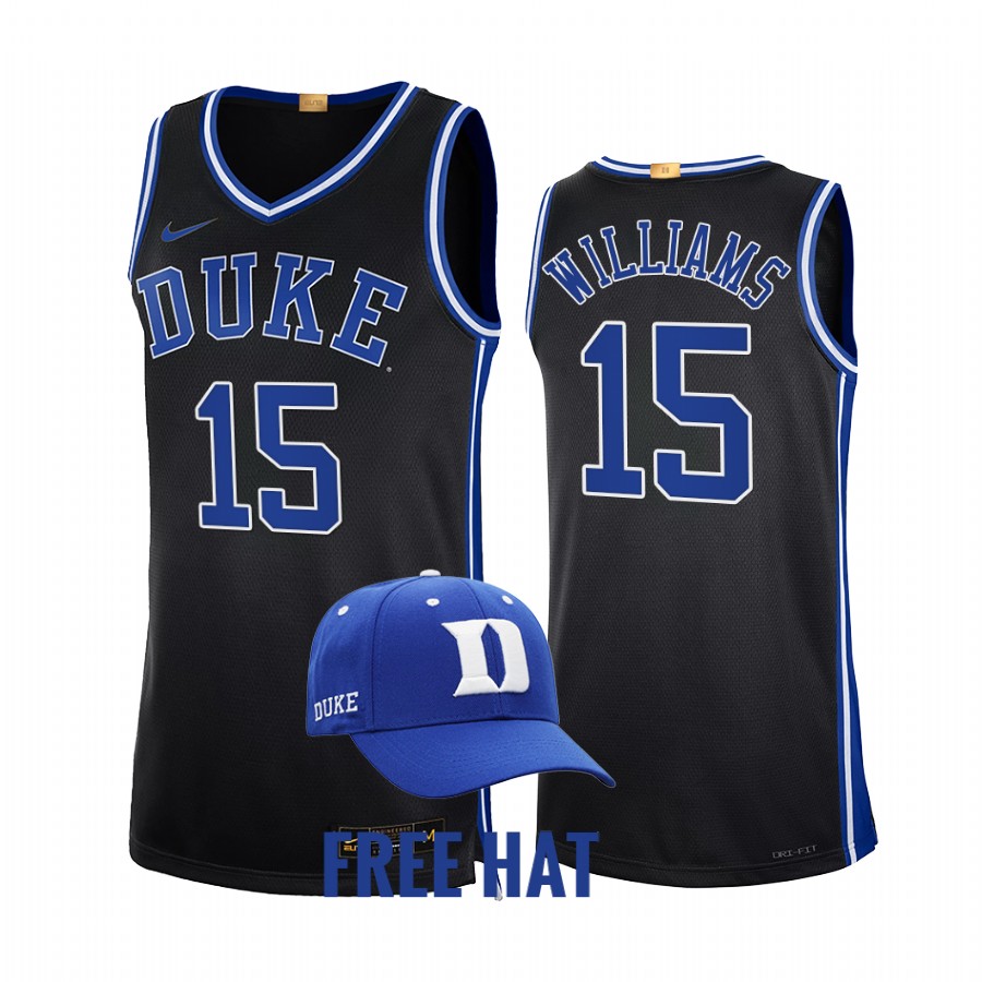Mark Williams Duke Blue Devils Black Jersey 2021-22 Limited Free Hat