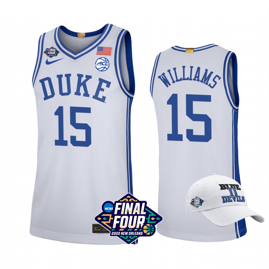 Mark Williams Duke Blue Devils White Jersey 2022 March Madness Final Four Free Hat