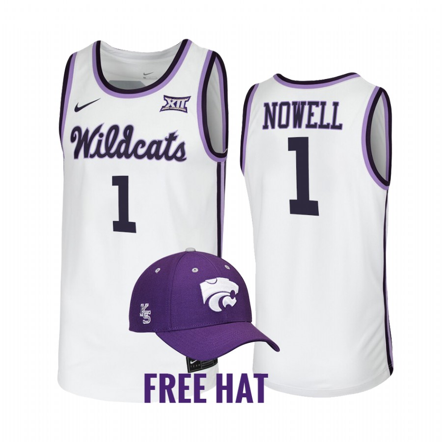 Markquis Nowell Kansas State Wildcats White Jersey 2022 Retro Free Hat