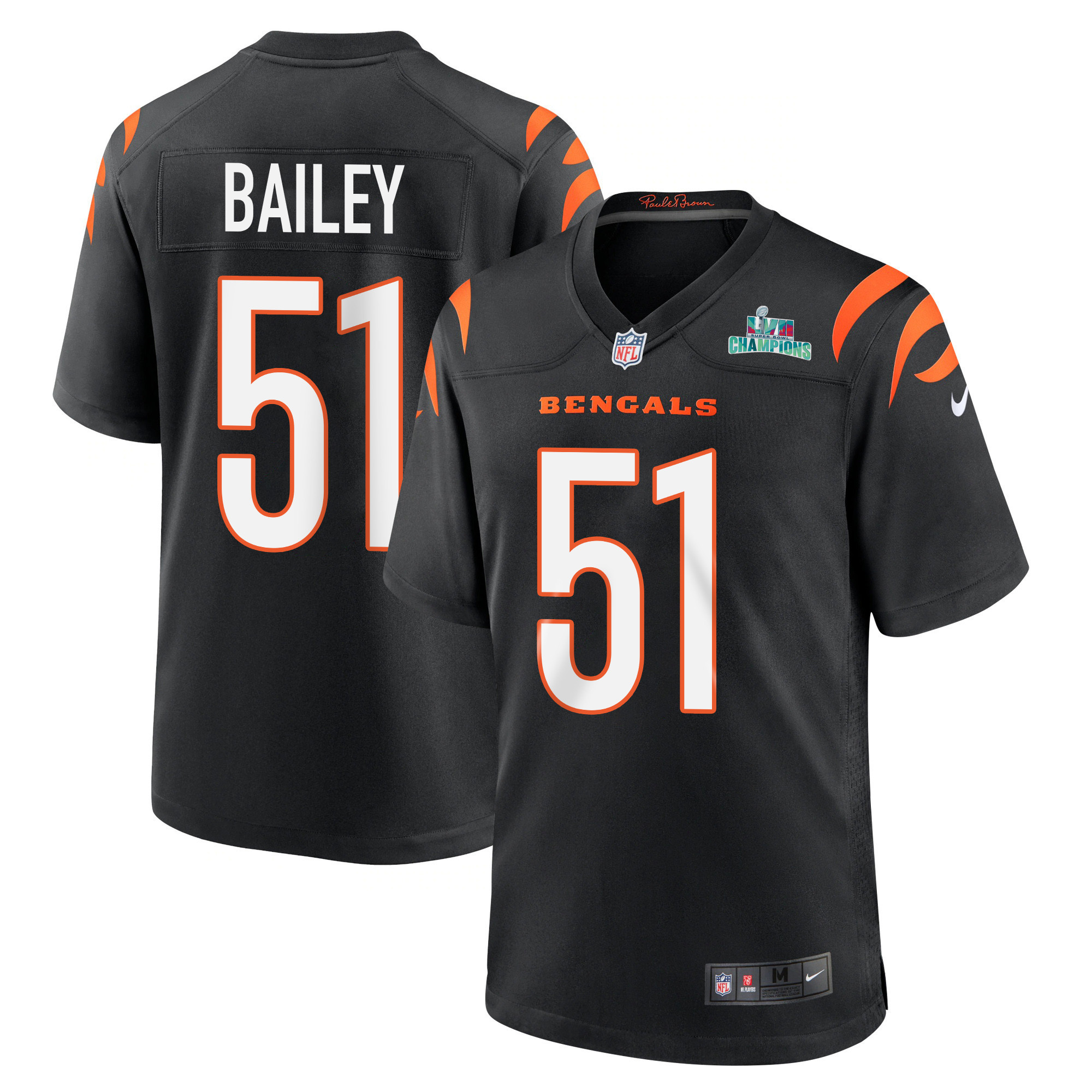 Markus Bailey 51 Cincinnati Bengals Super Bowl LVII Champions Men Game Stitched Jersey – Black