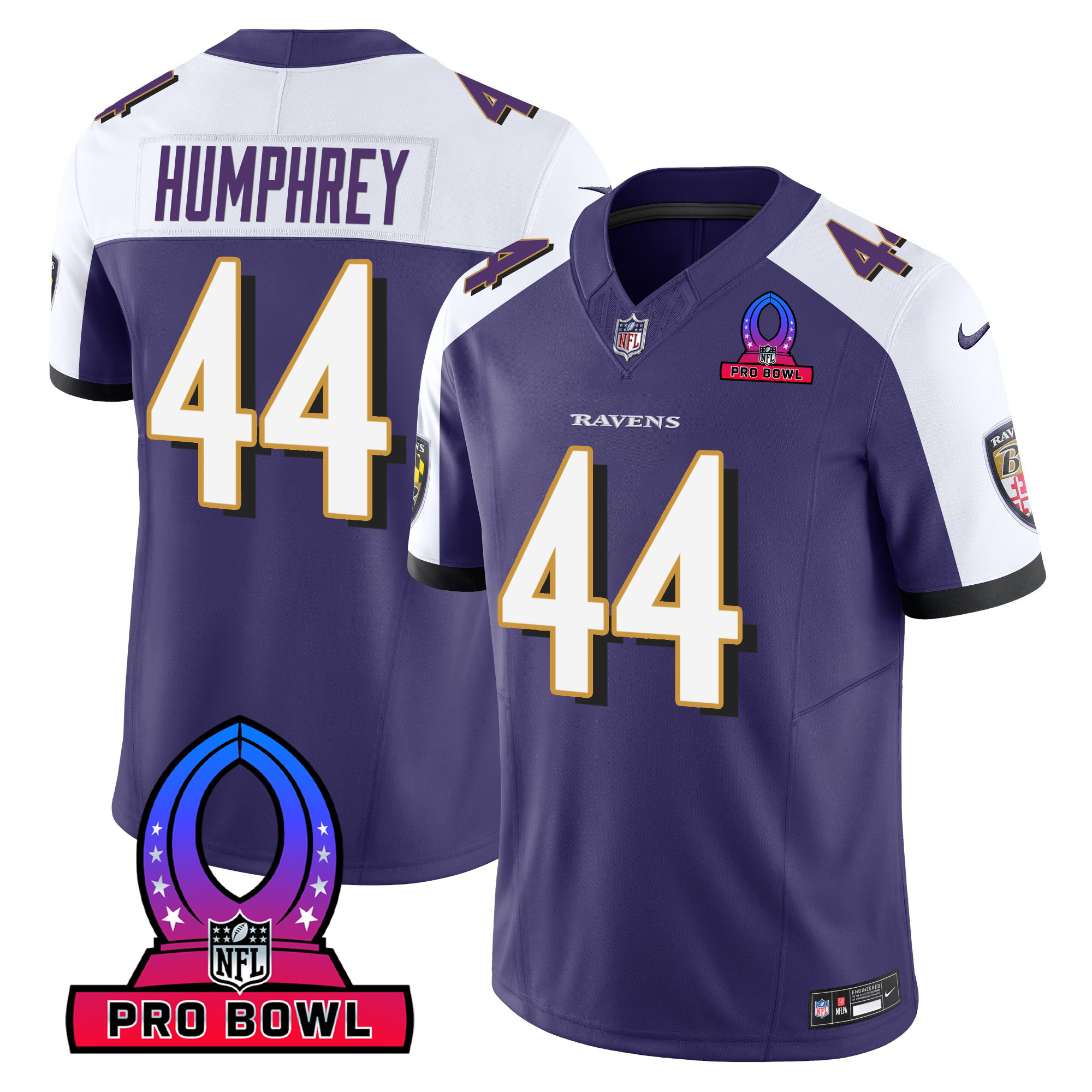 Marlon Humphrey Men's Baltimore Ravens 2024 Pro Bowl Patch Vapor Purple Alternate Jersey All Stitched