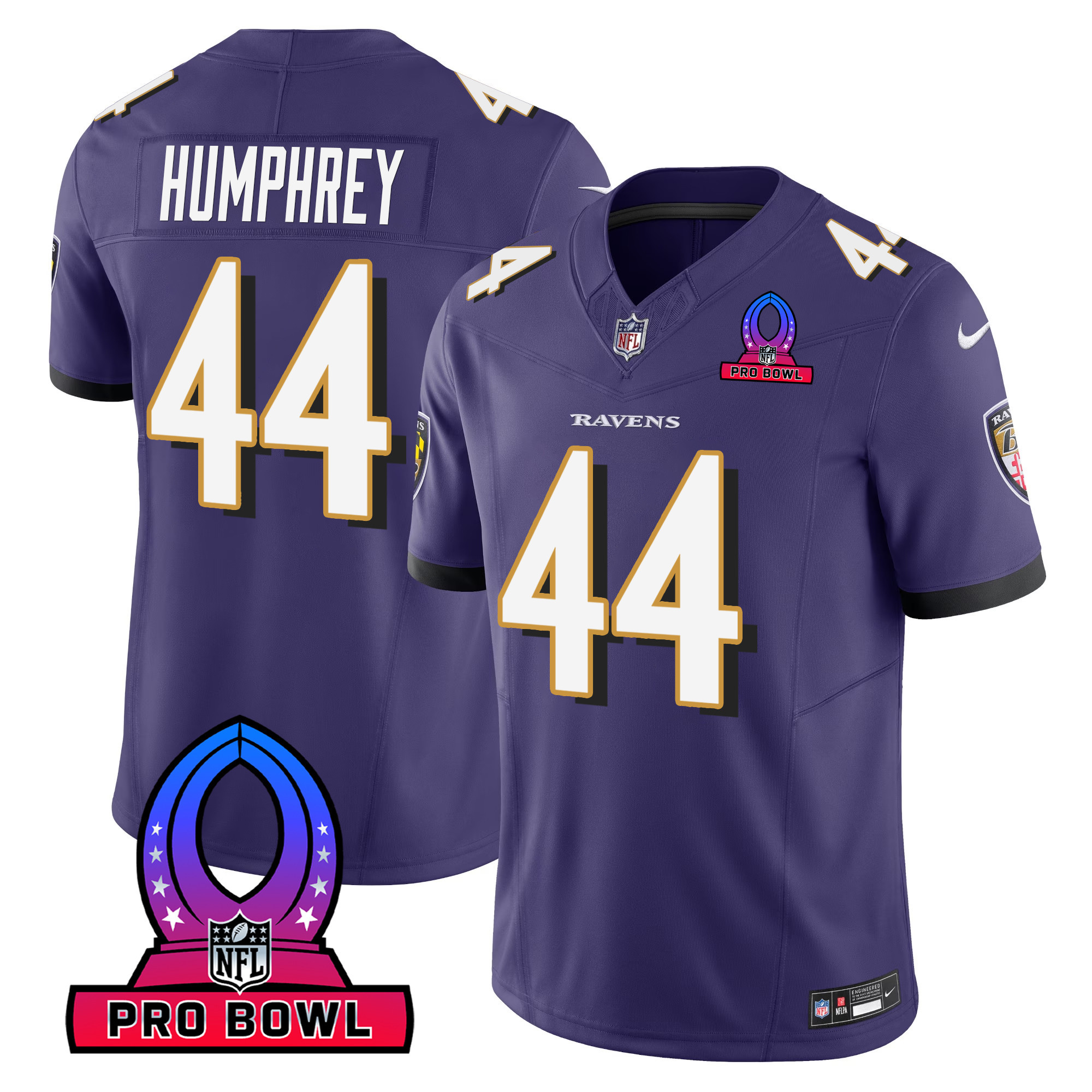 Marlon Humphrey Men's Baltimore Ravens 2024 Pro Bowl Patch Vapor Purple Jersey All Stitched