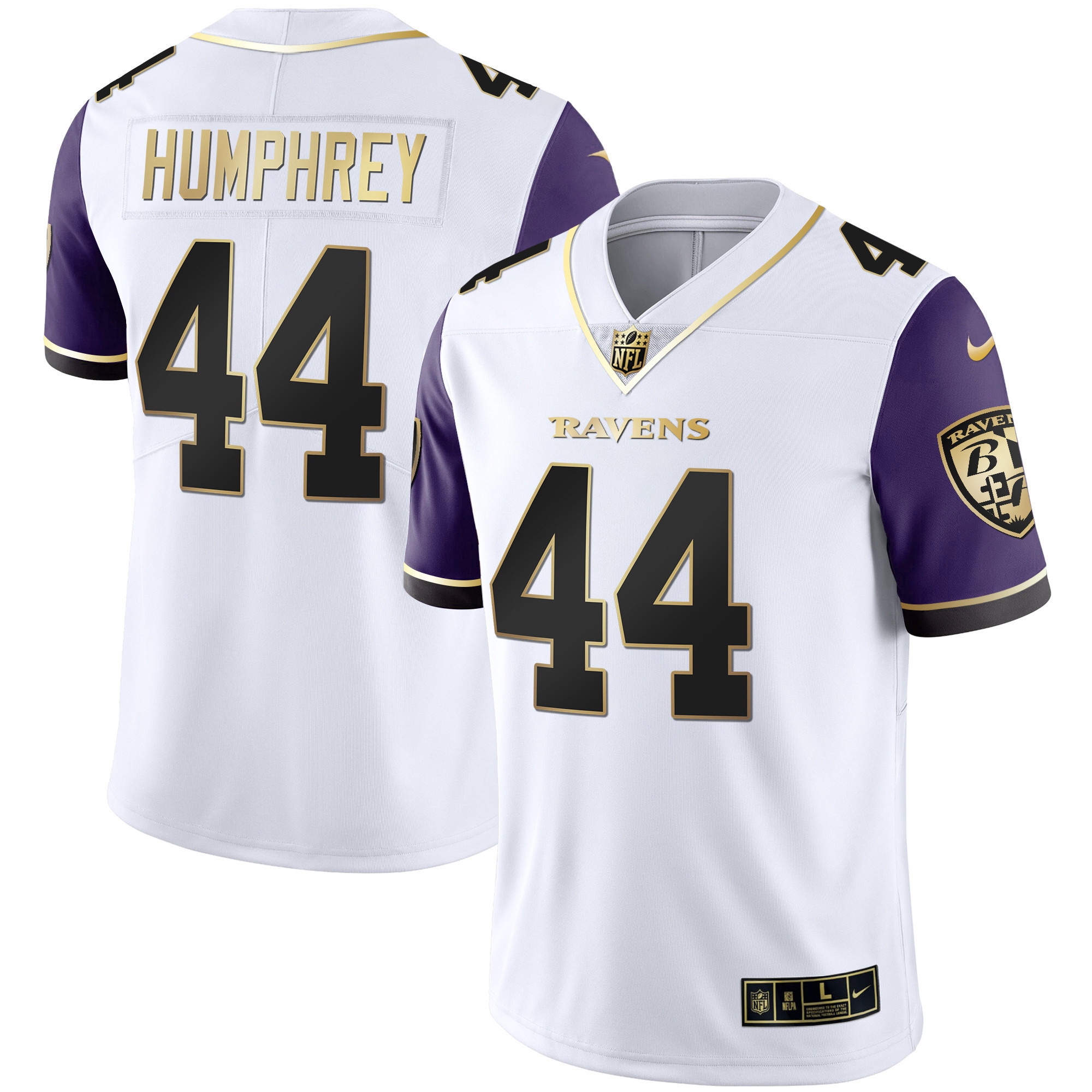 Marlon Humphrey Men's Baltimore Ravens Gold Vapor Color Sleeve Jersey All Stitched