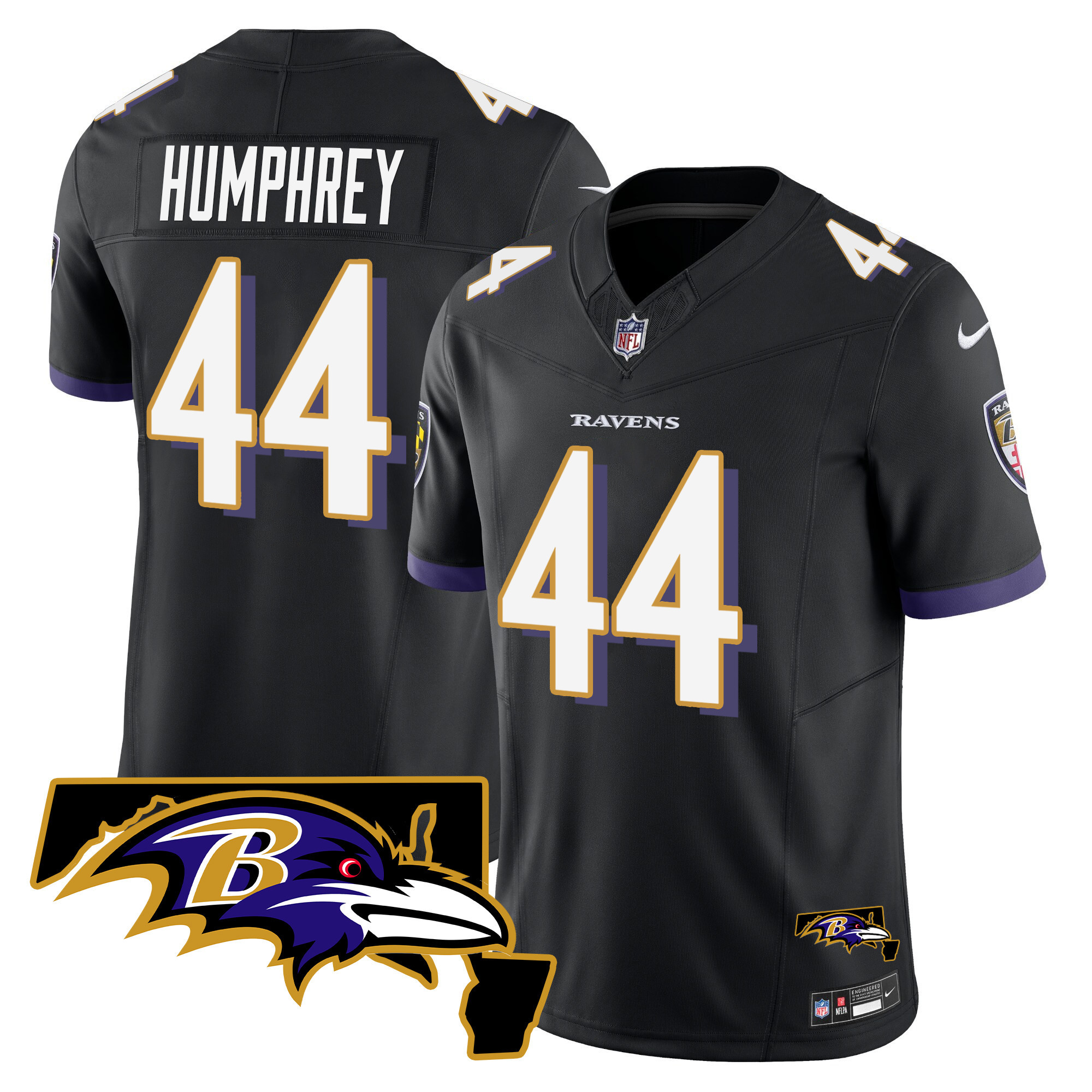 Marlon Humphrey Men's Baltimore Ravens Maryland Patch Vapor Limited Black Jersey All Stitched