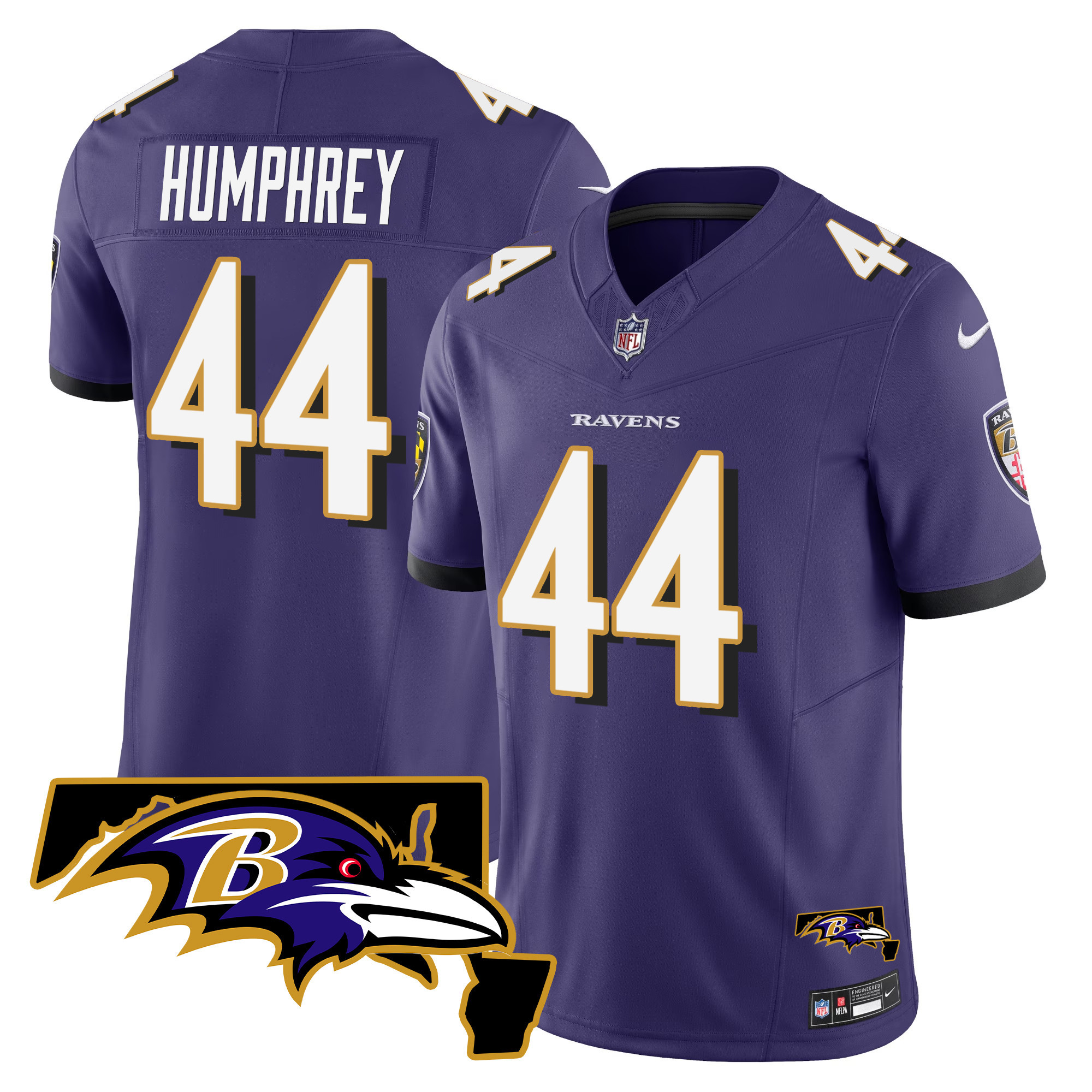 Marlon Humphrey Men's Baltimore Ravens Maryland Patch Vapor Limited Purple Jersey All Stitched