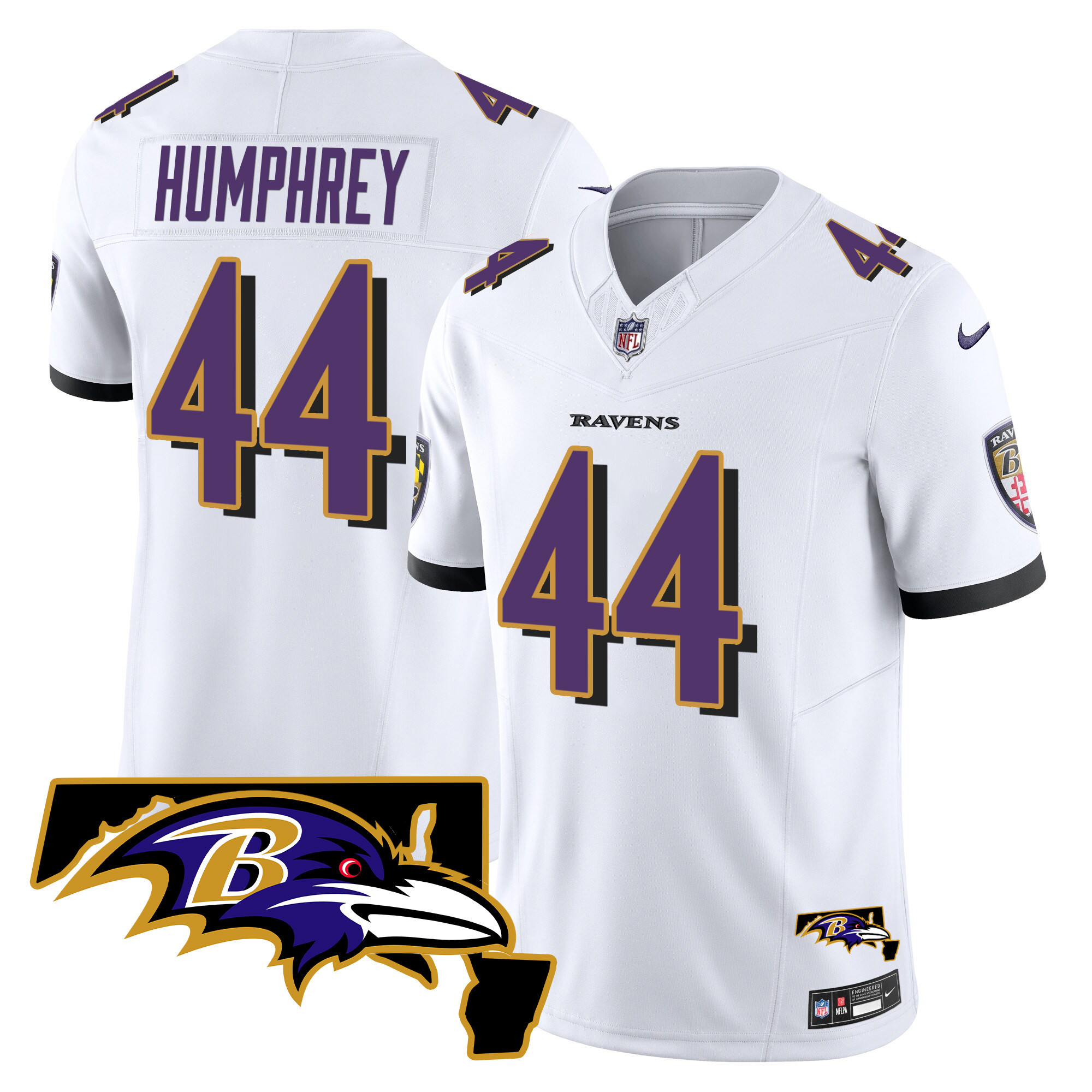 Marlon Humphrey Men's Baltimore Ravens Maryland Patch Vapor Limited White Jersey All Stitched