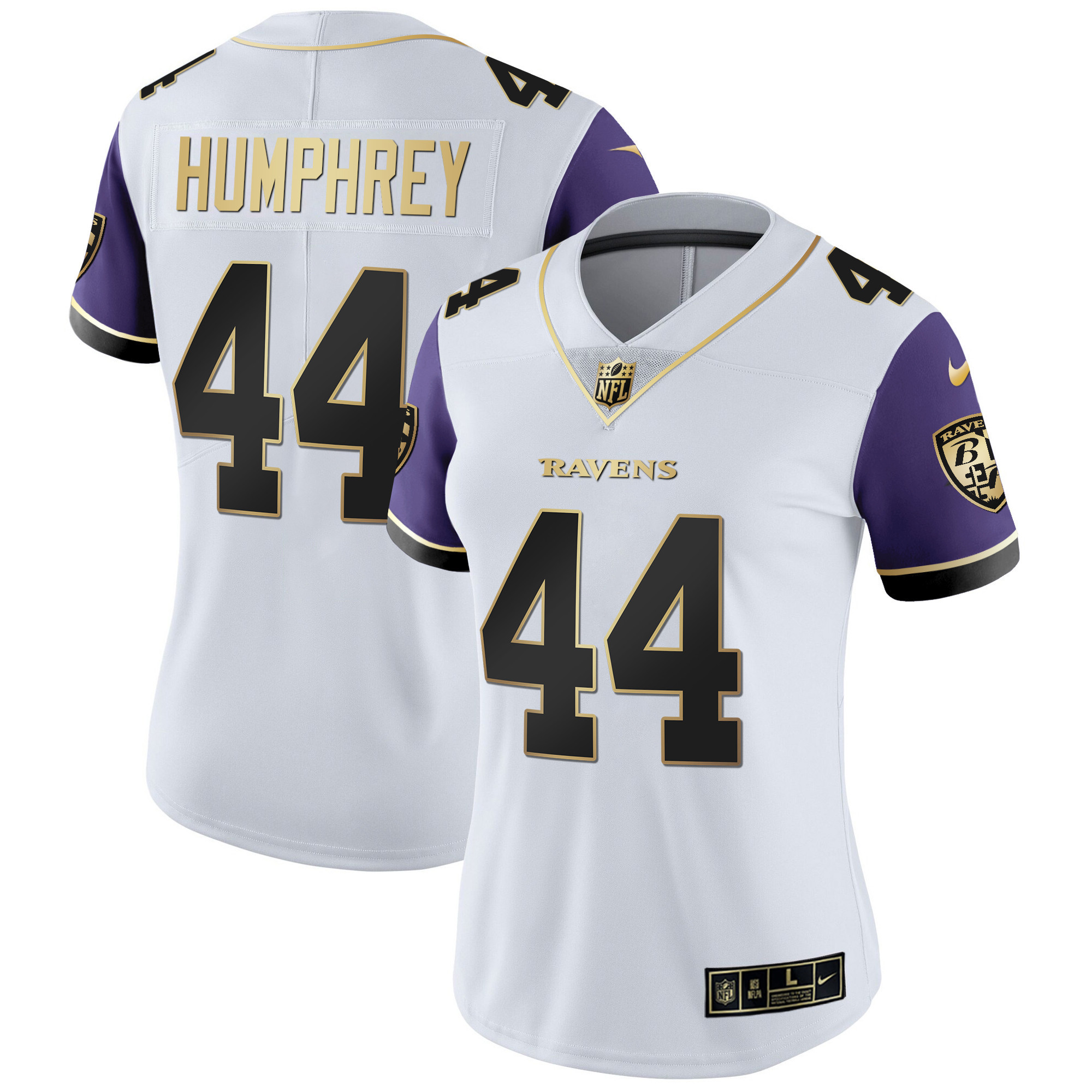 Marlon Humphrey WoMen's Baltimore Ravens Gold Vapor Color Sleeve Jersey All Stitched