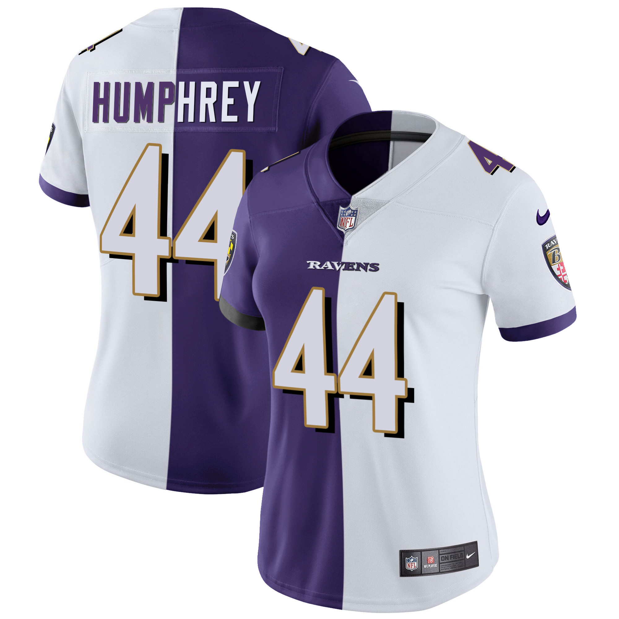 Marlon Humphrey WoMen's Baltimore Ravens Gold Vapor Split Jersey All Stitched