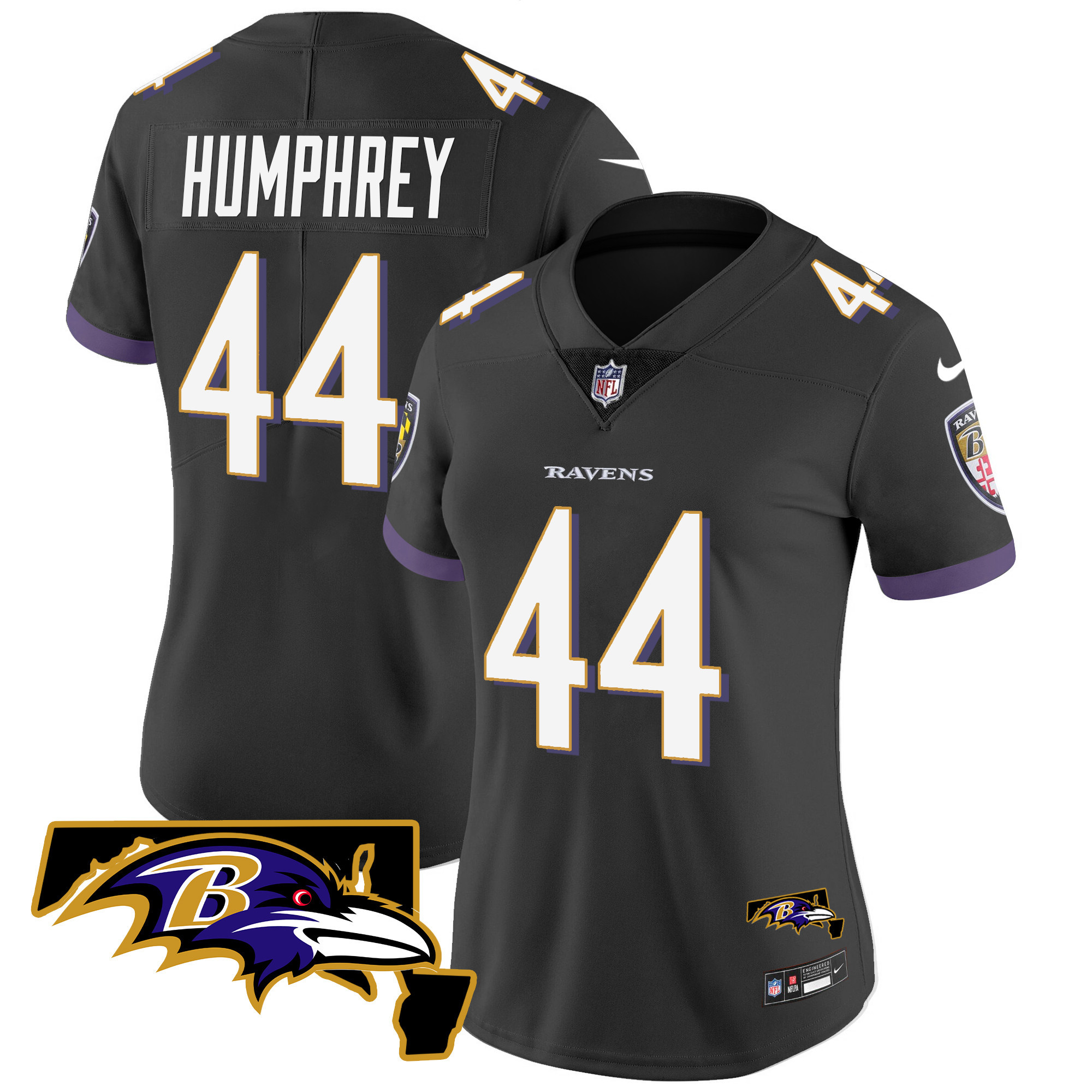 Marlon Humphrey WoMen's Baltimore Ravens Maryland Patch Vapor Limited Black Jersey All Stitched