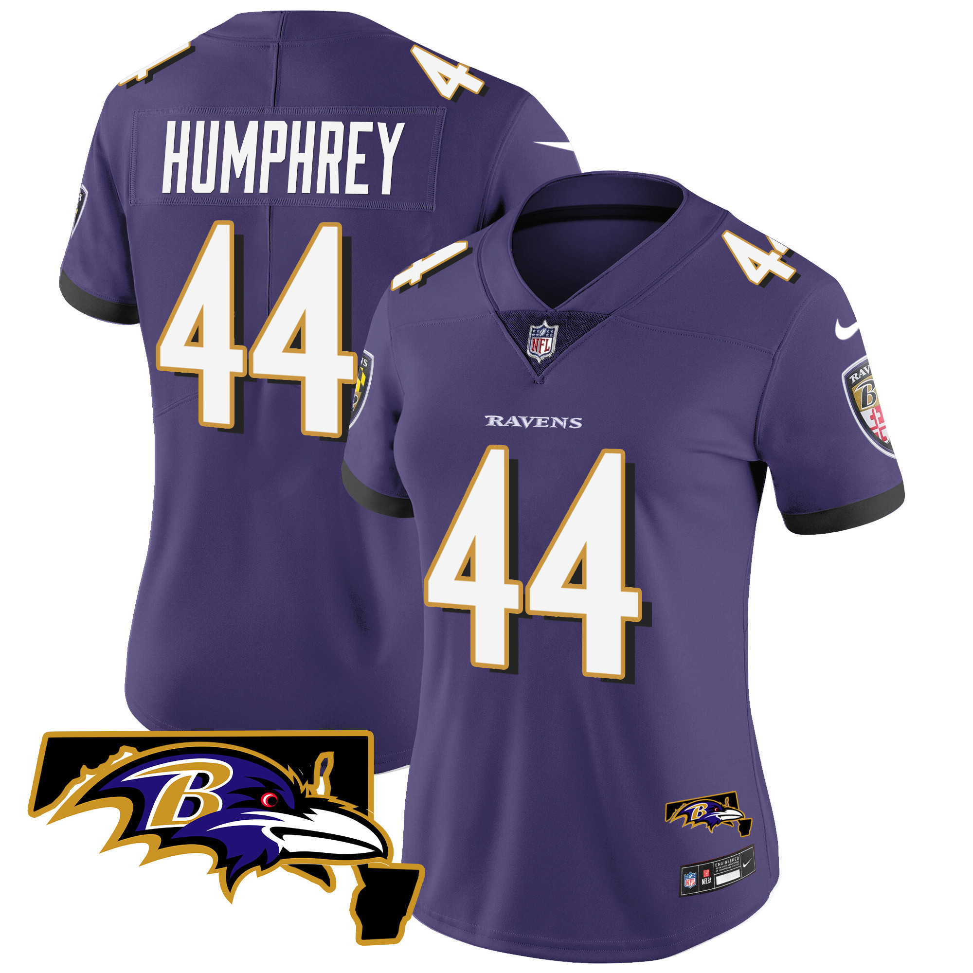 Marlon Humphrey WoMen's Baltimore Ravens Maryland Patch Vapor Limited Purple Jersey All Stitched