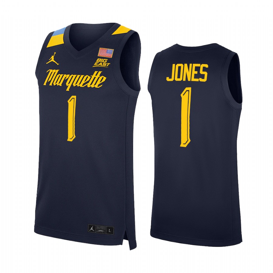Marquette Golden Eagles Kam Jones Jersey 2022 College Blue Uniform