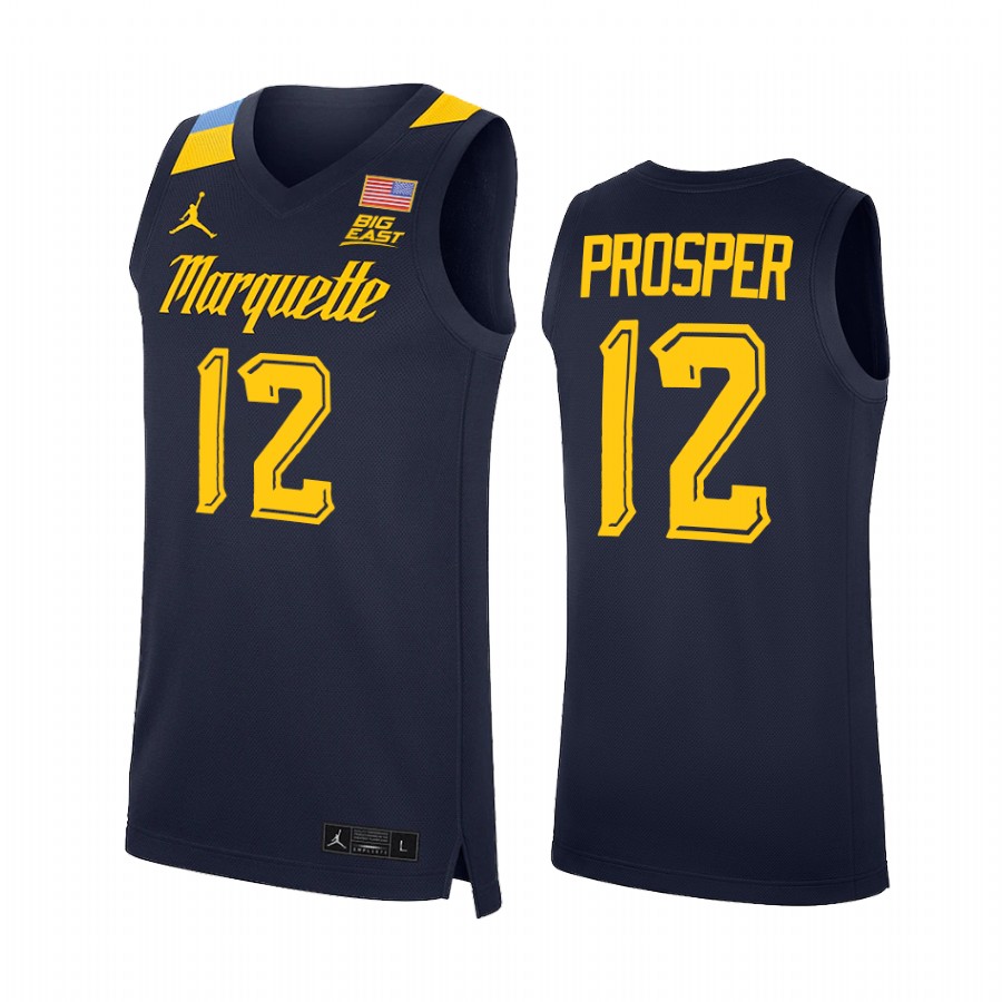 Marquette Golden Eagles Olivier-Maxence Prosper Jersey 2022 College Blue Uniform