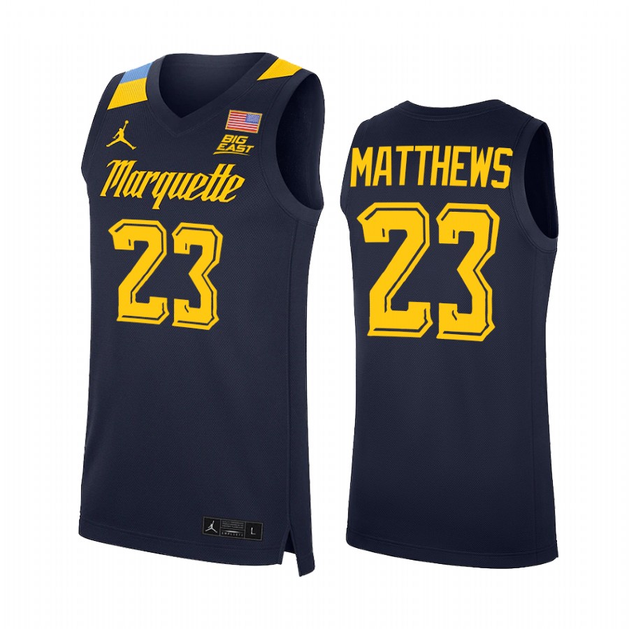 Marquette Golden Eagles Wesley Matthews Jersey College Blue NBA Alumni Uniform