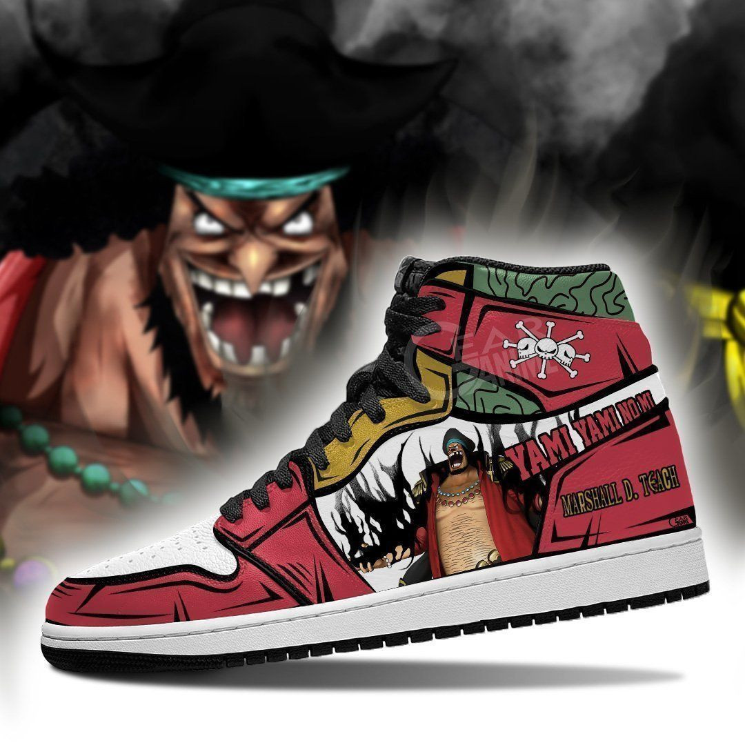 Marshall D. Teach Blackbeard Sneakers One Piece Anime High Top Air Jordan Sneaker, Air Jordan Hightop