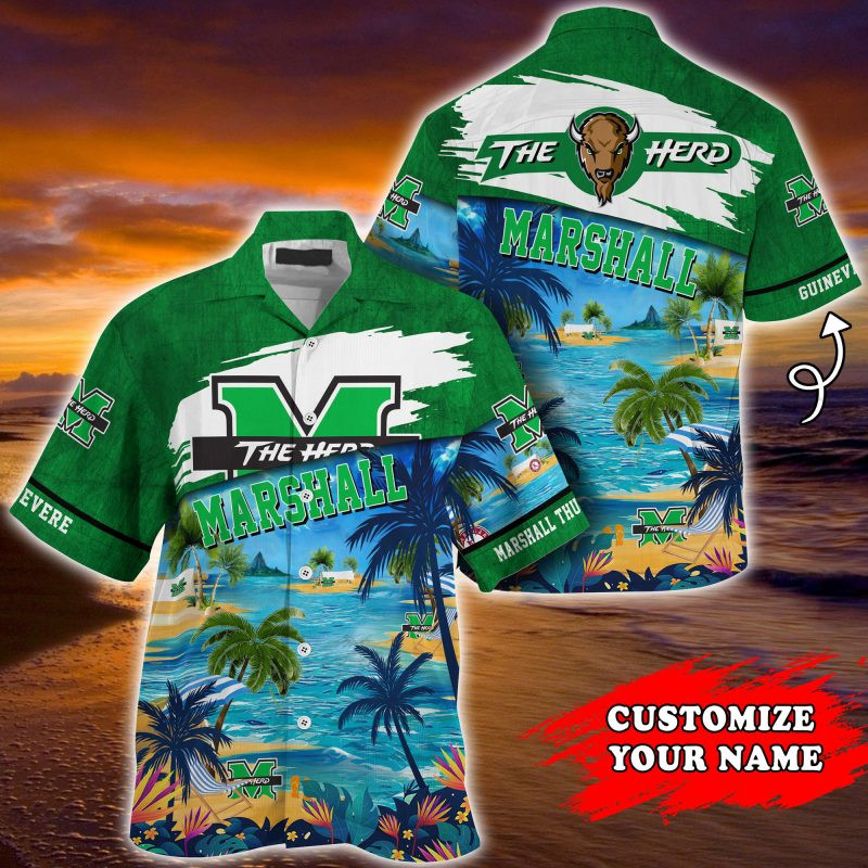 Marshall Thundering Herd NCAA Customized Summer Hawaiian Shirt