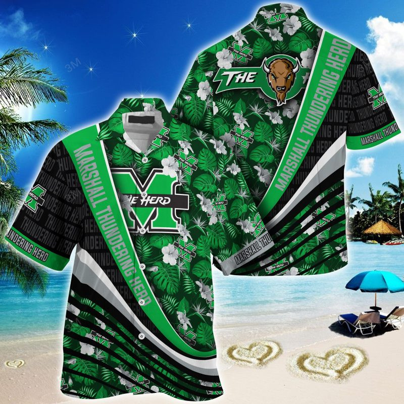 Marshall Thundering Herd NCAA Summer – Hawaii Shirt For This Season – Gift For Sport Lovers With Tropical Flower Pattern